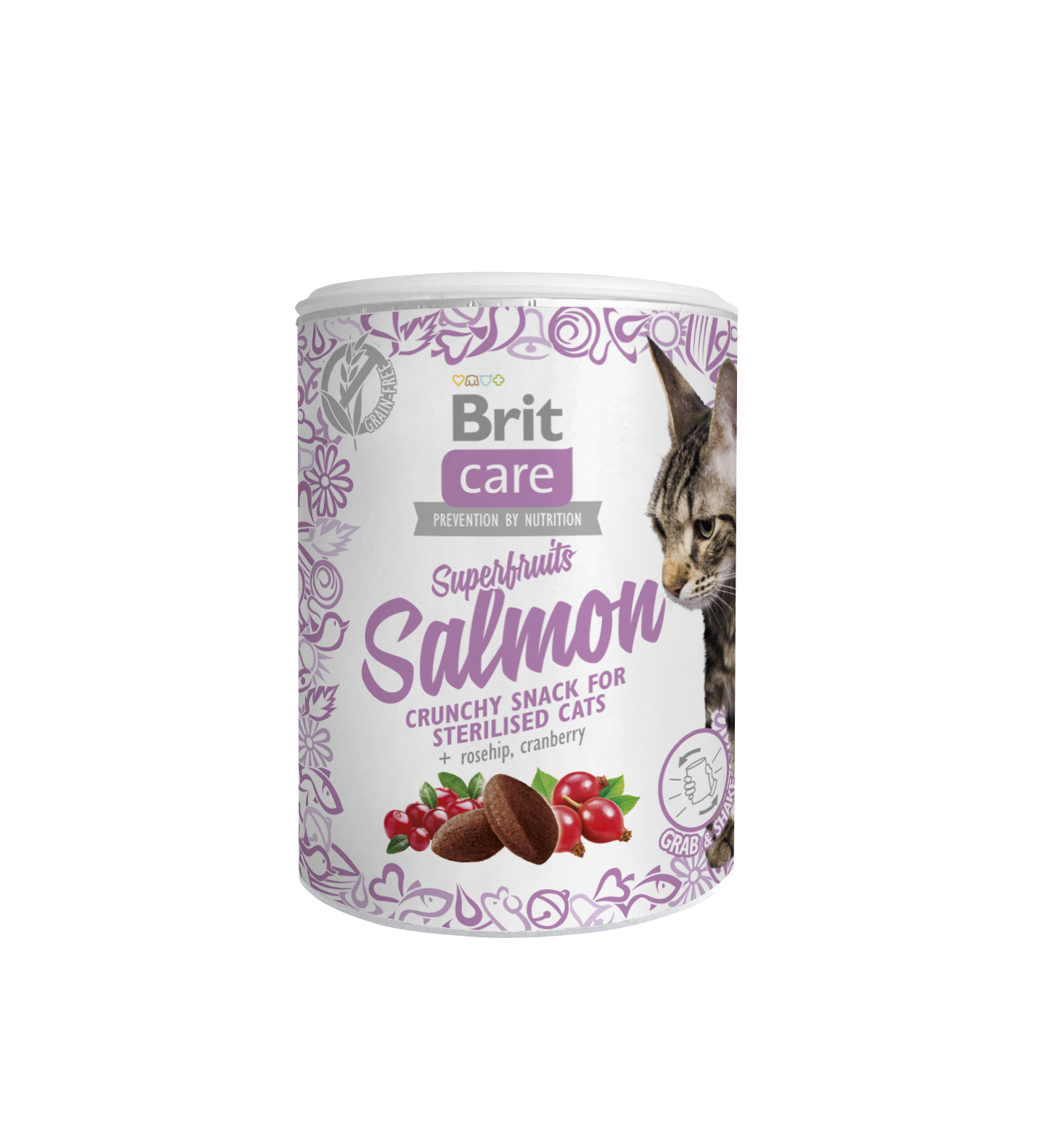 Brit Care Cat Snack Superfruits, łosoś, żurawina i dzika róża Przysmak dla kotów sterylizowanych