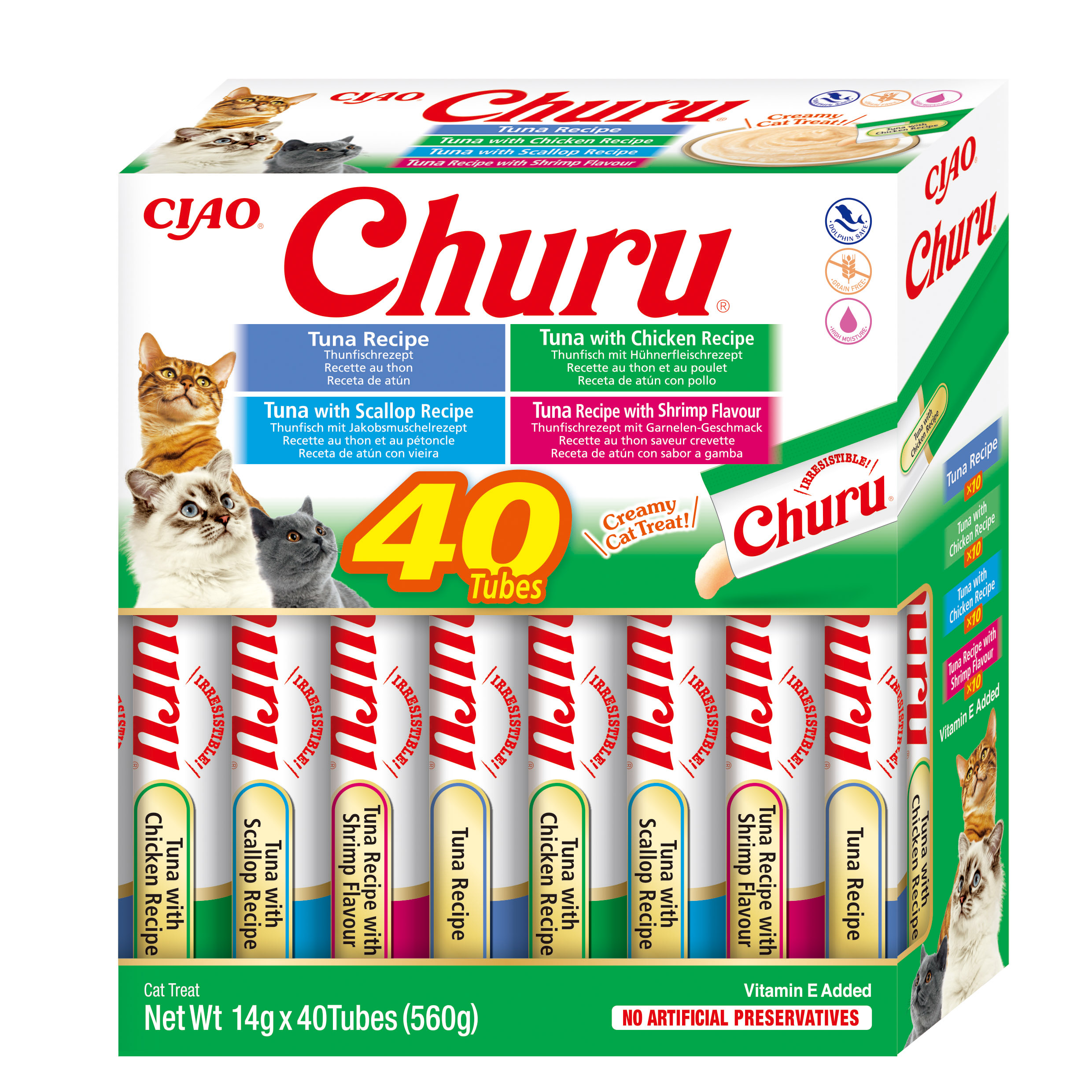 Inaba Cat Churu Varieties Tuna Seafood 40x14g (560g) Box