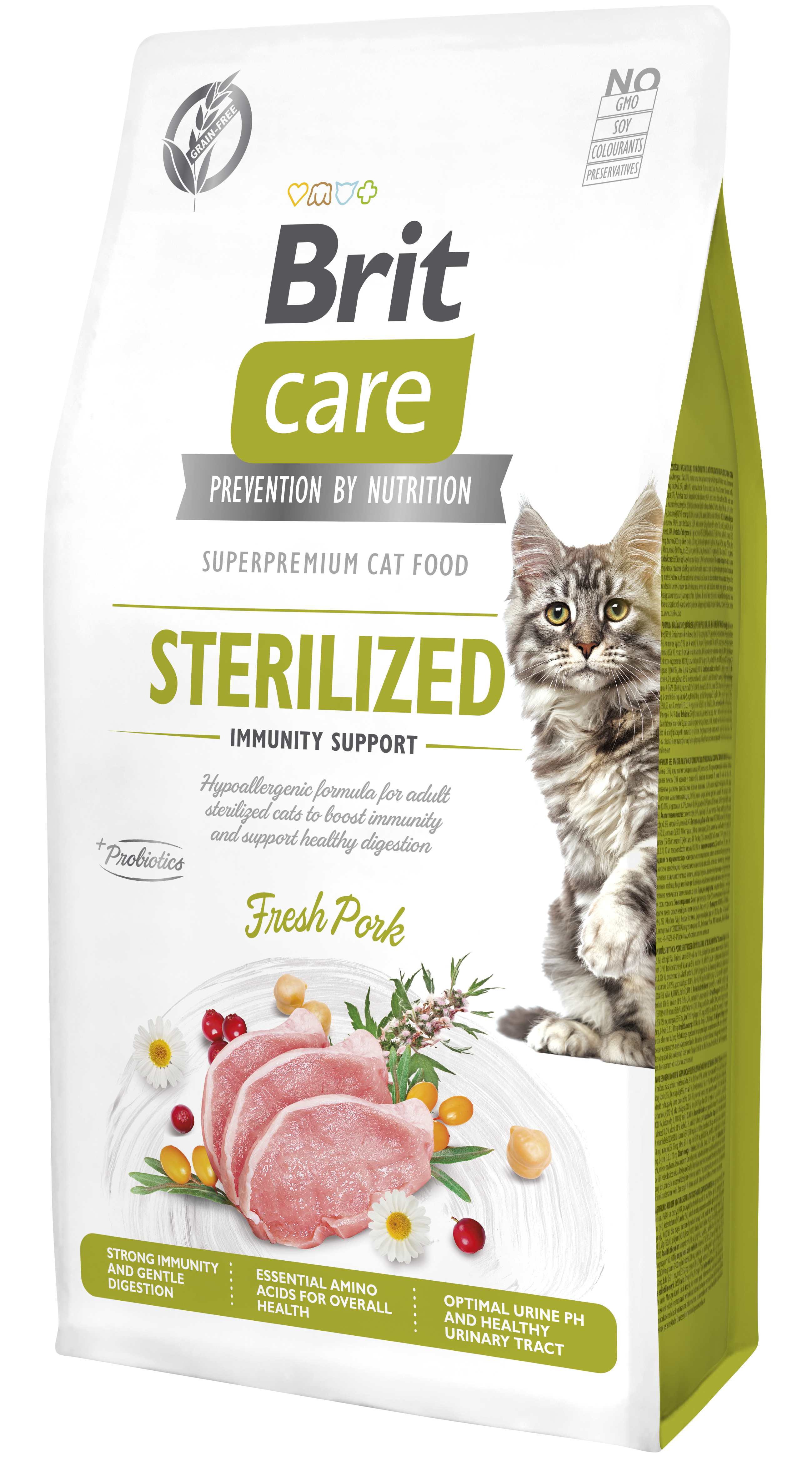 Brit Care Cat Grain-Free Sterilized Immunity, wieprzowina, 7 kg Pełnoporcjowa karma sucha dla dorosłych kotów sterylizowanych