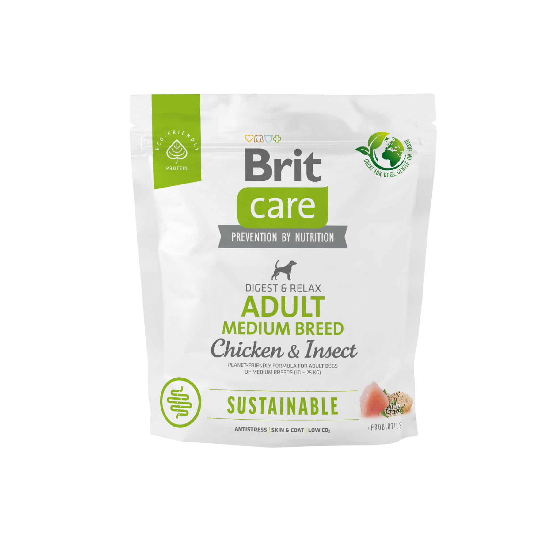 Brit Care Dog Sustainable Adult Medium Breed, kurczak i owady, 1 kg Pełnoporcjowa karma dla psów średnich ras