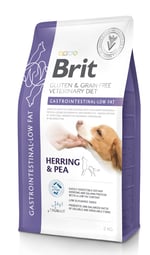Brit Veterinary Diets Dog Grain Free Gastrointestinal Low Fat, śledź z groszkiem, 2 kg Karma dla psów z problemami żołądkowo-jelitowymi o obniżonej zawartości tłuszczu