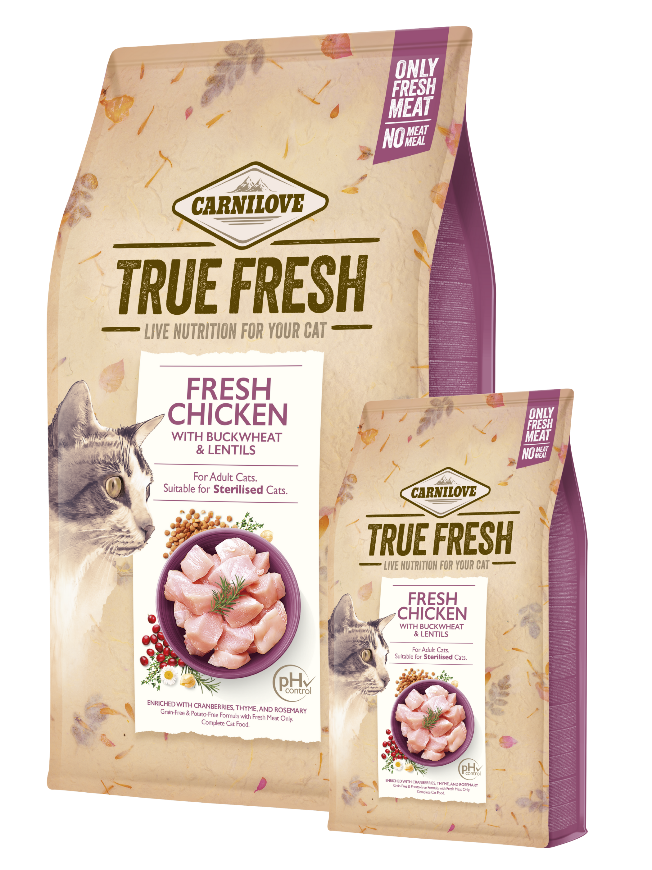 Zestaw 4,8kg + 0,34kg Carnilove True Fresh Cat, kurczak Pełnoporcjowa karma dla dorosłych kotów w ekonomicznym pakiecie
