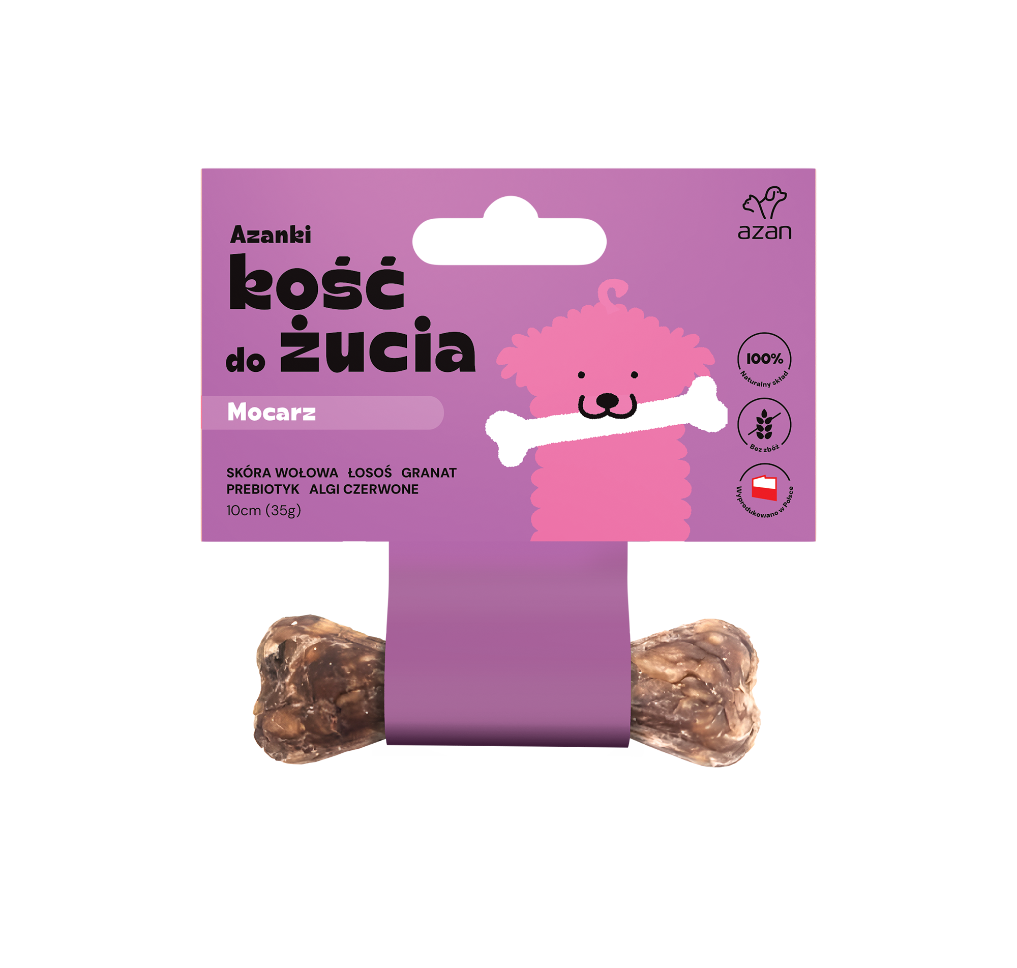 Azanki Kość do żucia MOCARZ z łososiem, granatem i prebiotykiem PUPPY 10cm