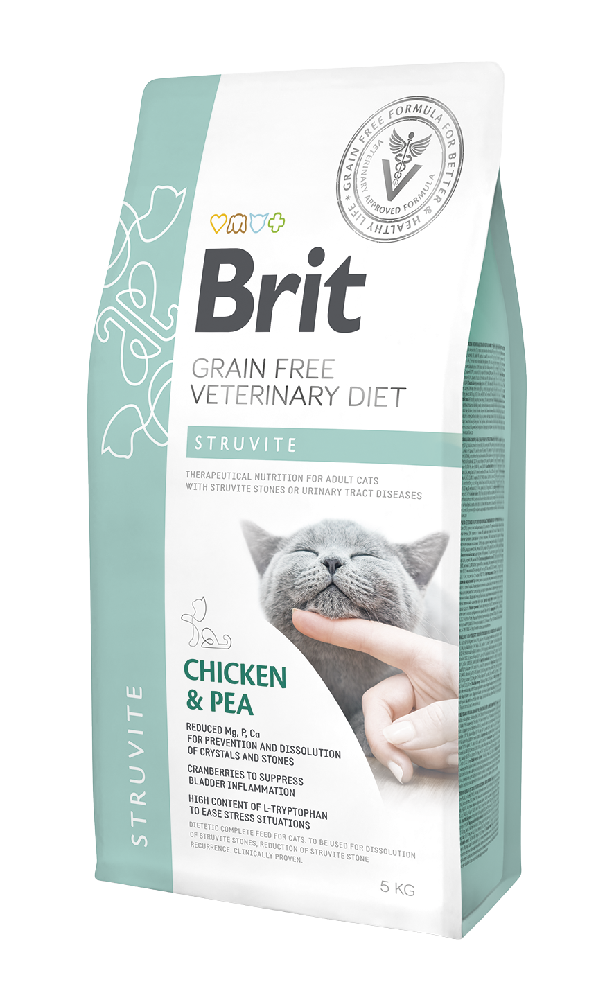 Brit Veterinary Diets Cat Grain-free Struvite, kurczak i groszek, 5 kg Bezzbożowa karma dietetyczna dla kotów z chorobami dolnych dróg moczowych