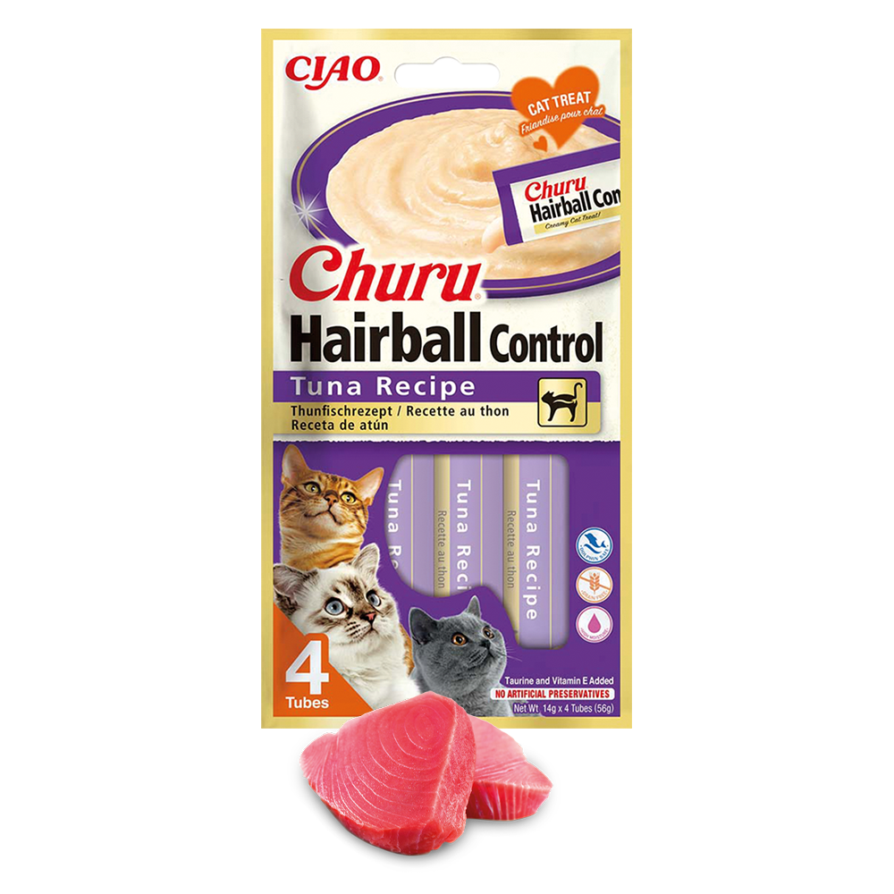 Inaba Cat Churu Hairball Tuna 4x14g (56g)