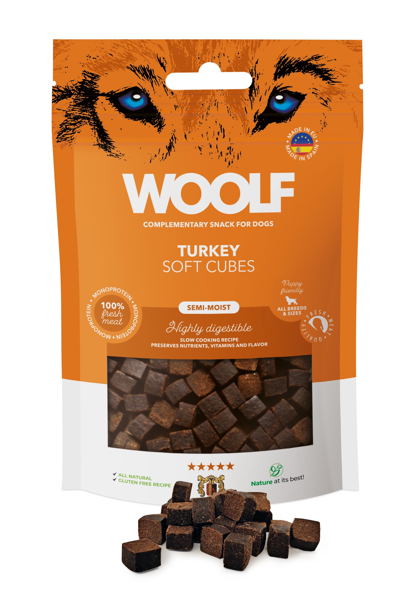 Woolf Soft Cubes Turkey Monoprotein 100g