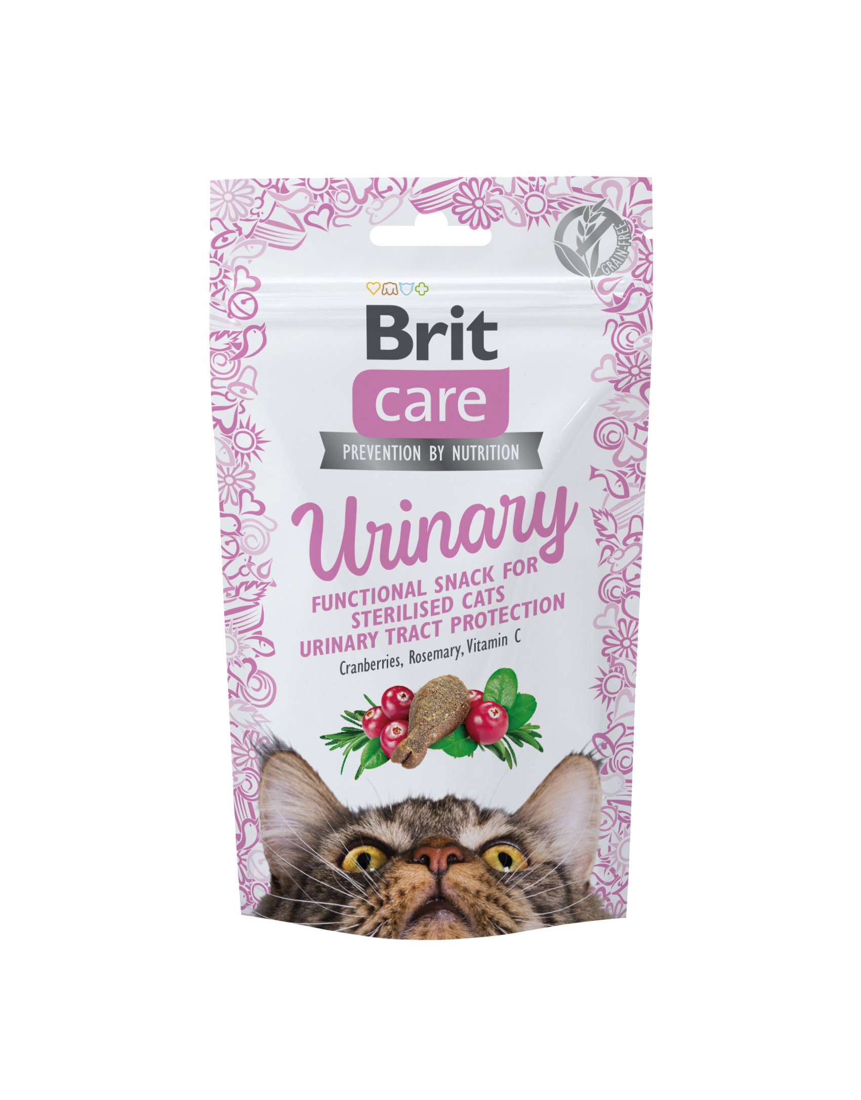 Brit Care Cat Snack Urinary, żurawina i rozmaryn, 50 g Przysmak dla kotów sterylizowanych