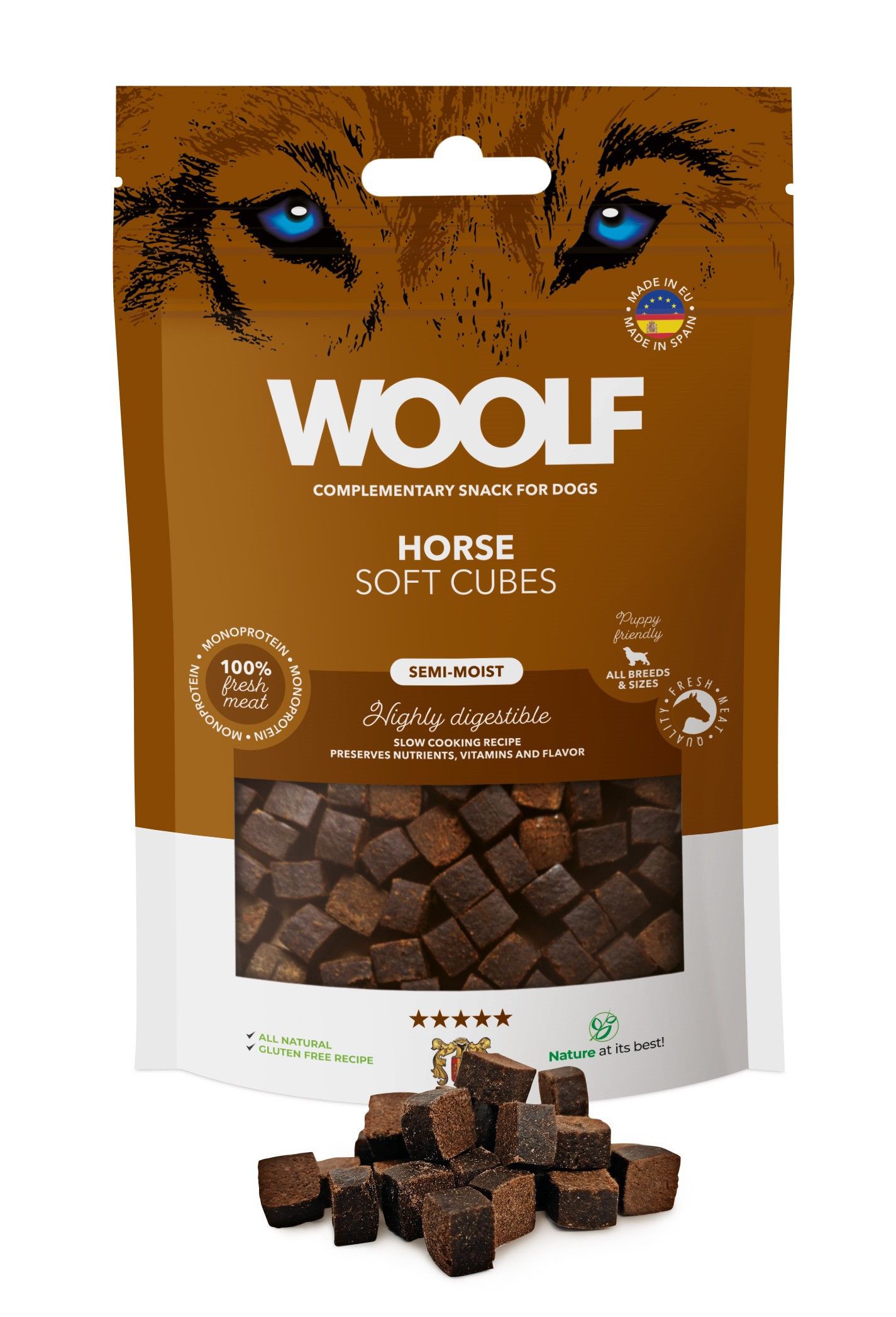 Woolf Soft Cubes Horse Monoprotein 100g