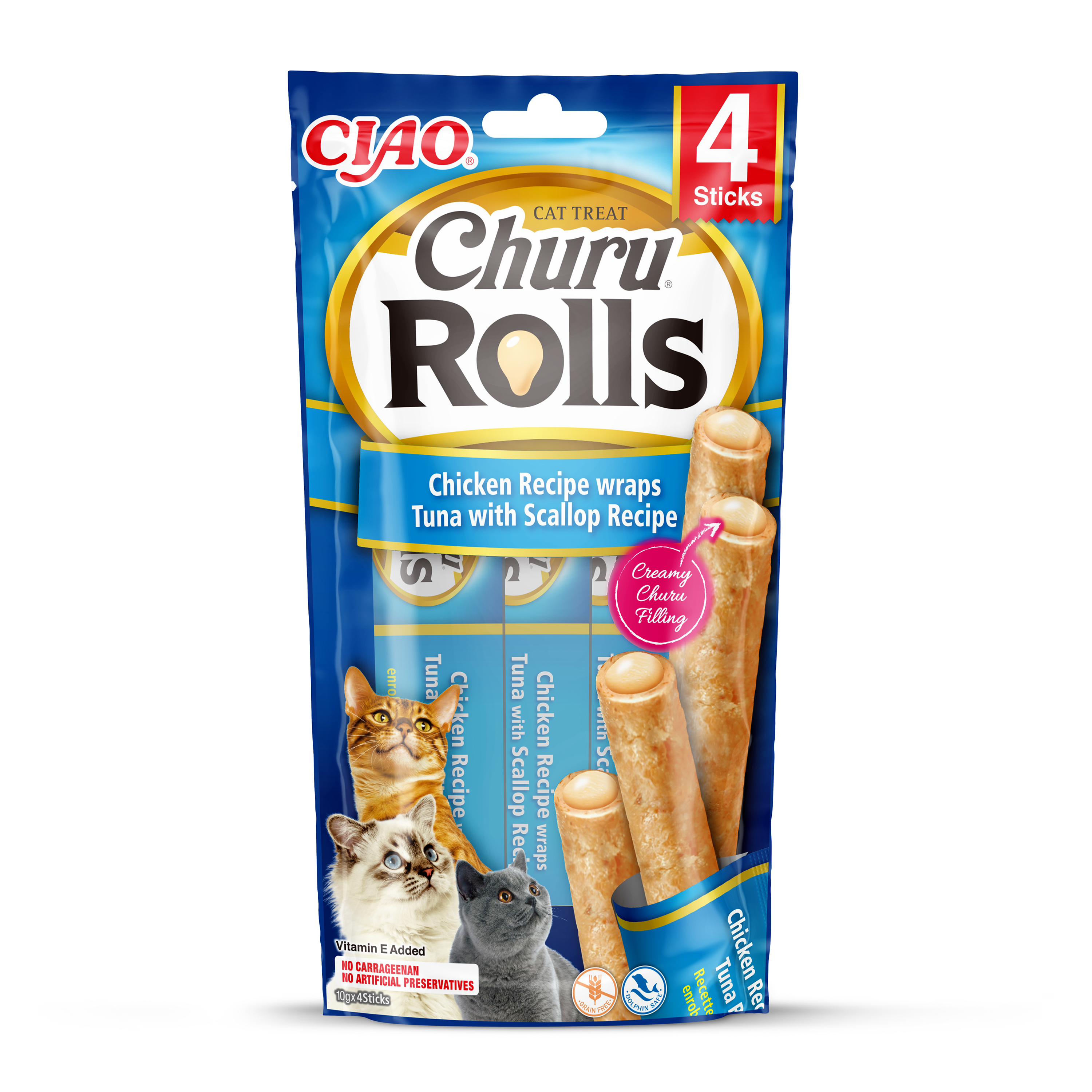 Inaba Cat Churu Rolls Chicken Wraps Tuna&Scallop