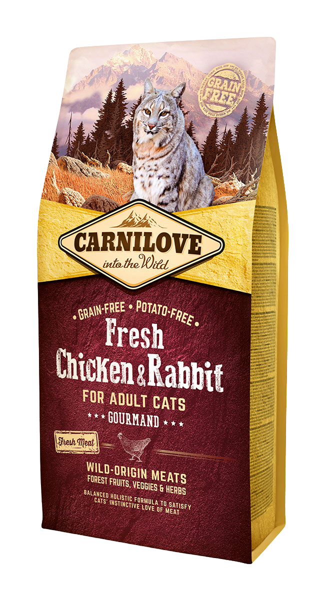 Carnilove Cat Fresh Gourmand, kurczak i królik, 6kg Pełnoporcjowa karma sucha dla kotów wybrednych
