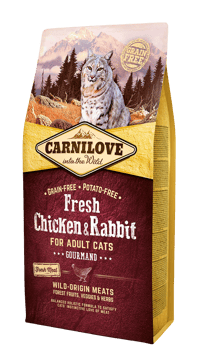 Carnilove Cat Fresh Gourmand, kurczak i królik, 6kg Pełnoporcjowa karma sucha dla kotów wybrednych Carnilove Cat Fresh Gourmand, kurczak i królik, 6kg Pełnoporcjowa karma sucha dla kotów wybrednych