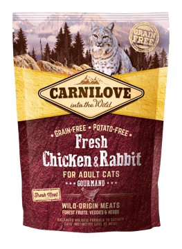 Carnilove Cat Fresh Gourmand, kurczak i królik, 400g Pełnoporcjowa karma sucha dla kotów wybrednych Carnilove Cat Fresh Gourmand, kurczak i królik, 400g Pełnoporcjowa karma sucha dla kotów wybrednych