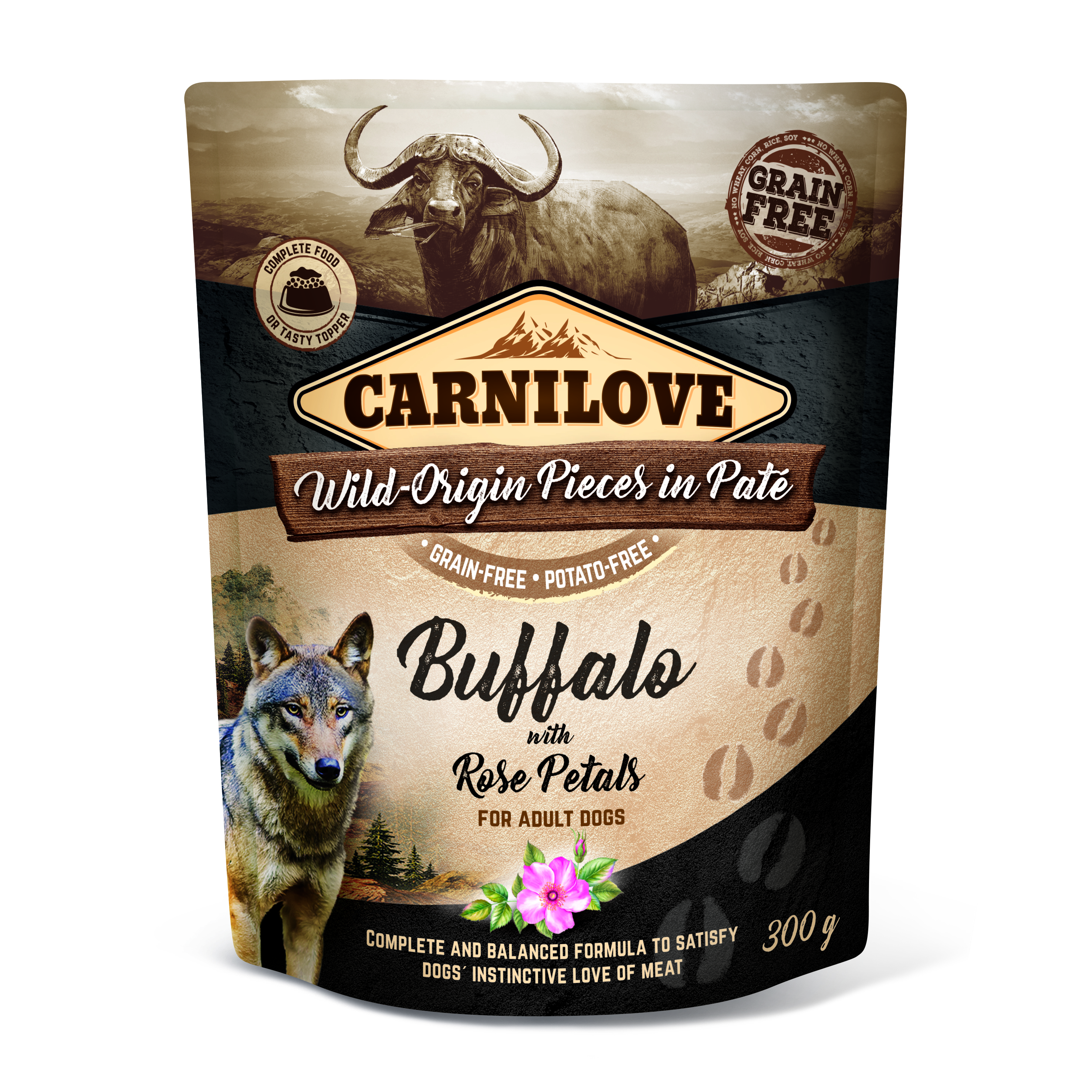 Promocja 10 szt + 2 szt Carnilove Dog Adult Buffalo & Rose Petals 300g