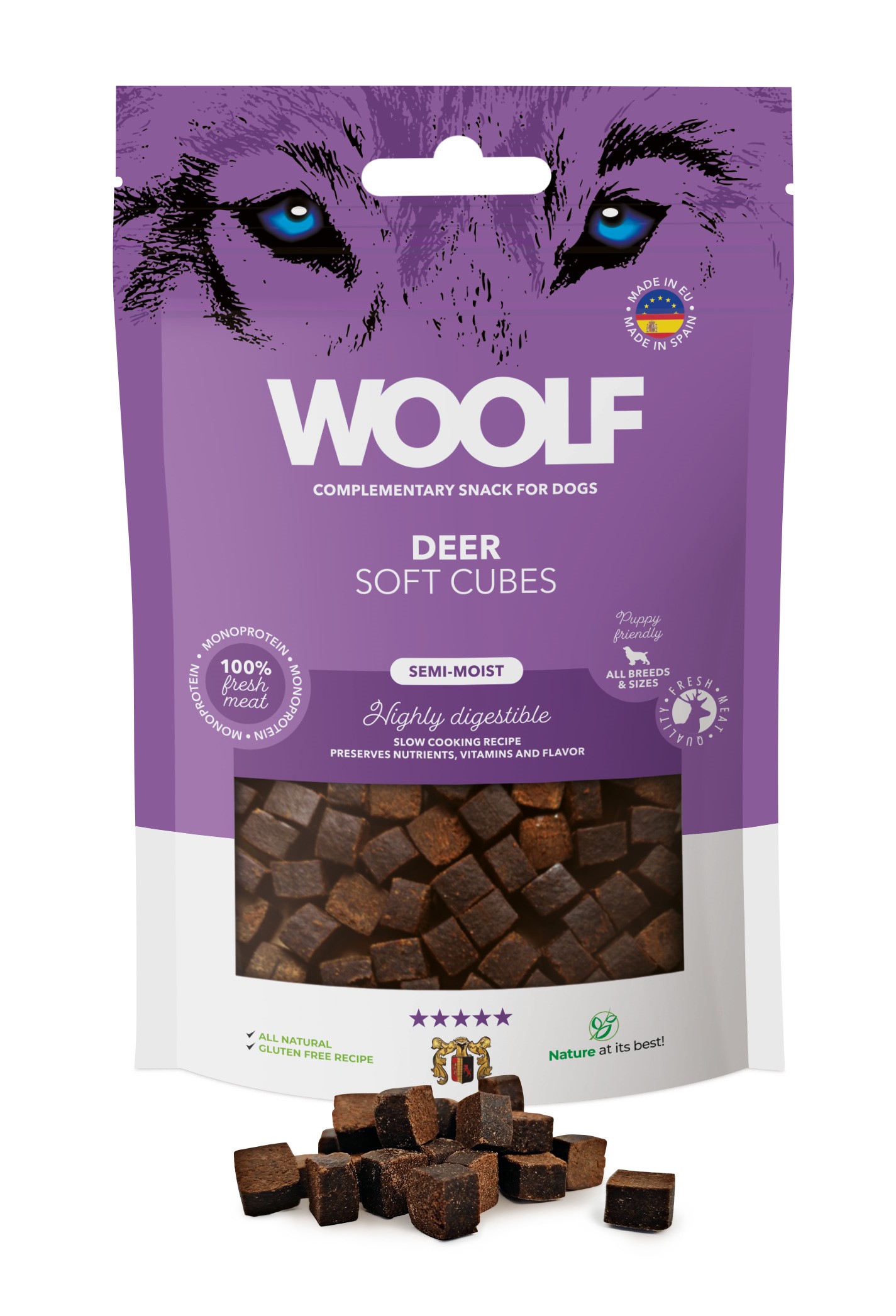 Woolf Soft Cubes Deer Monoprotein 100g