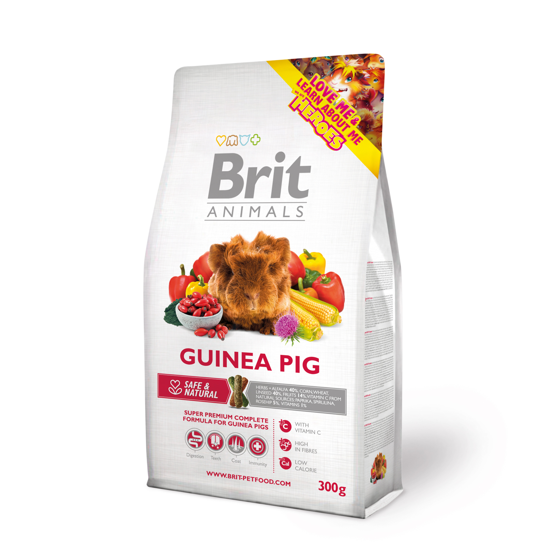 Brit Animals Guinea Pig Complete, lucerna, 300 g Pełnoporcjowa karma w postaci granulatu dla świnek morskich