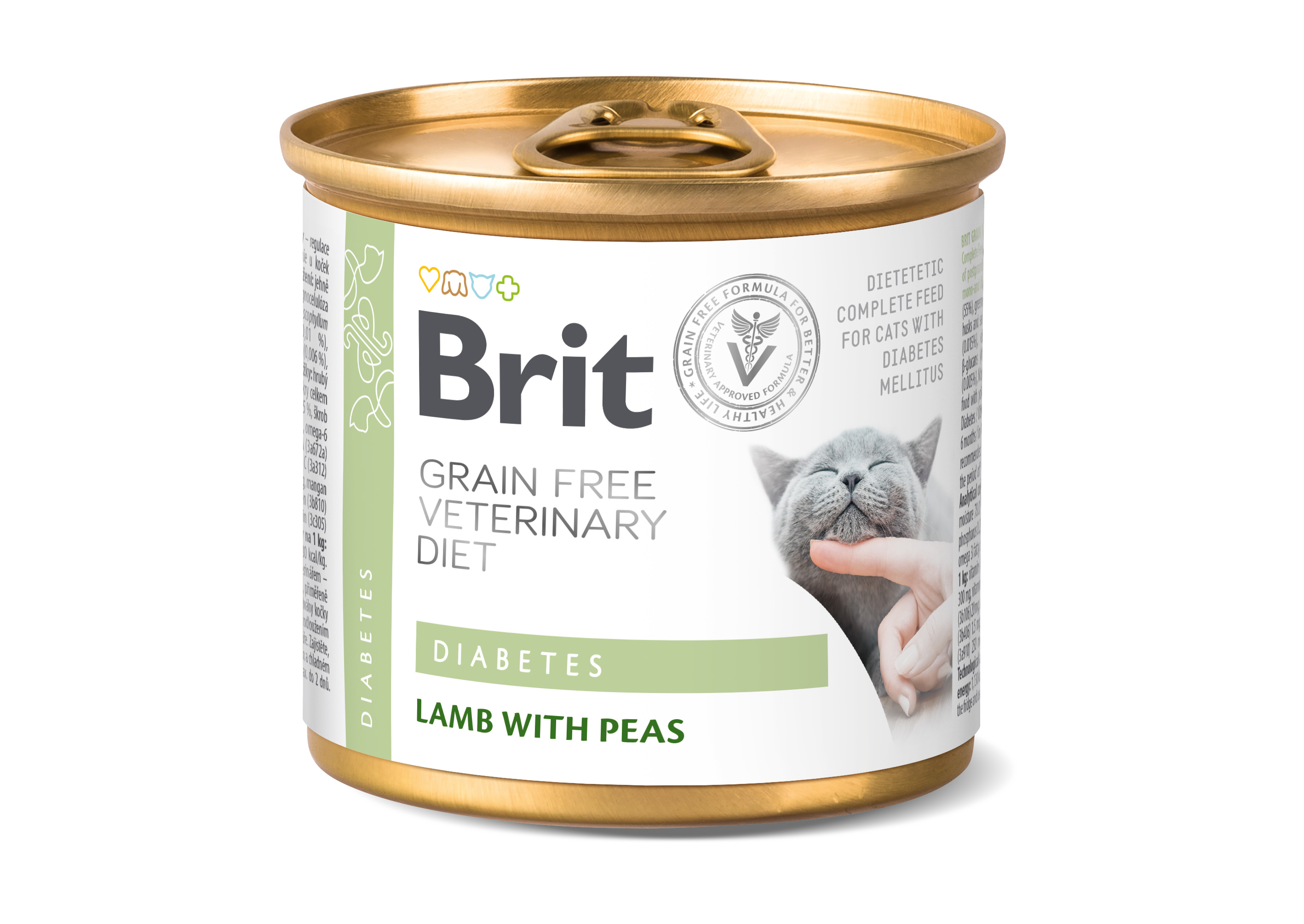 Brit Grain Free Veterinary Diet Cat Diabetes, jagnięcina i zielony groszek, 200 g Pełnoporcjowa karma dla kotów z cukrzycą