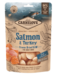 Carnilove Raw Freeze-dried Snack, łosoś i indyk, 60g Uzupełniająca karma dla psów