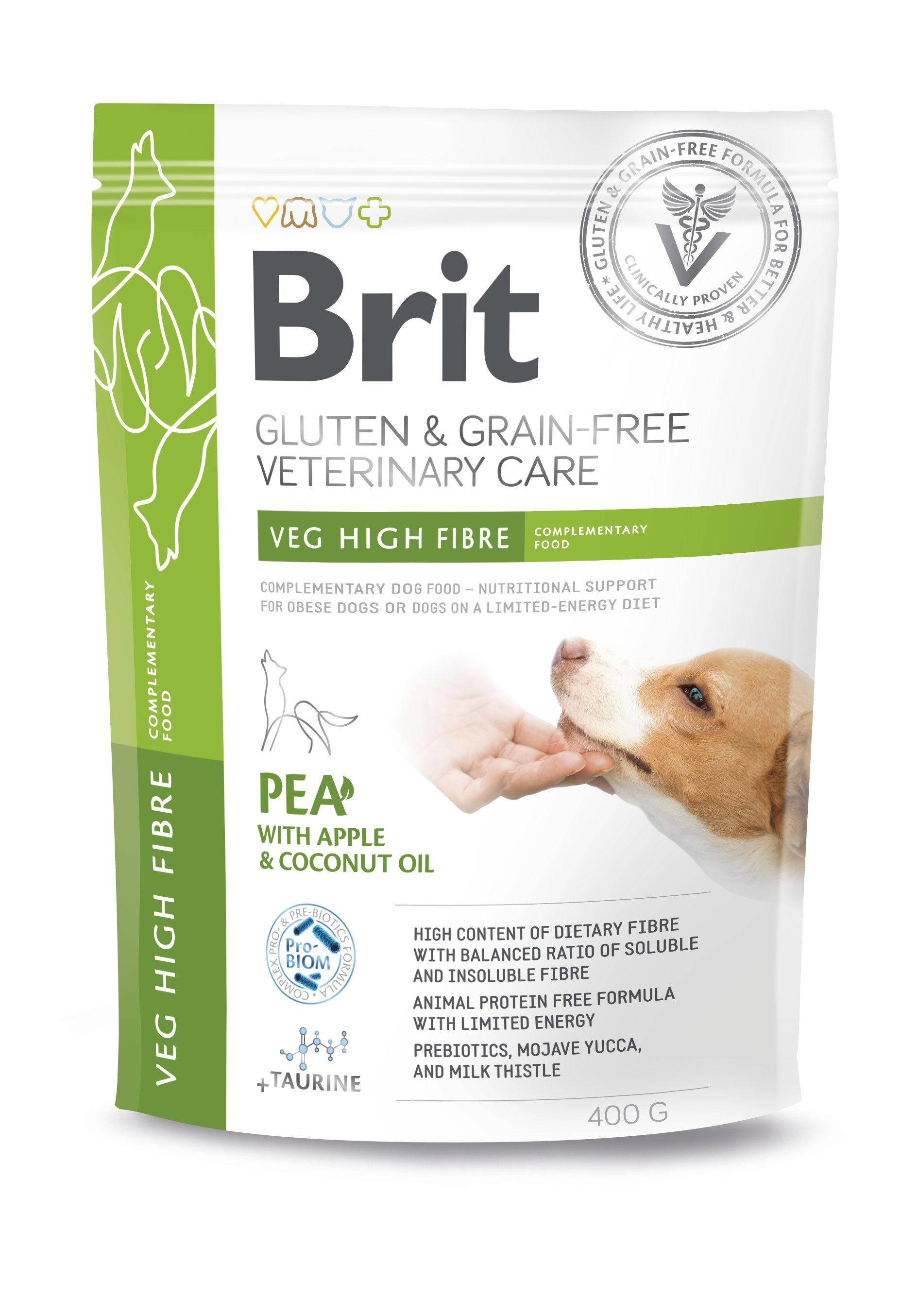 Brit Veterinary Care Dog Gluten & Grain Free Veg Fibre, groch i soczewica, 400 g Bezglutenowa, bezzbożowa, wegetariańska uzupełniająca karma dla psów