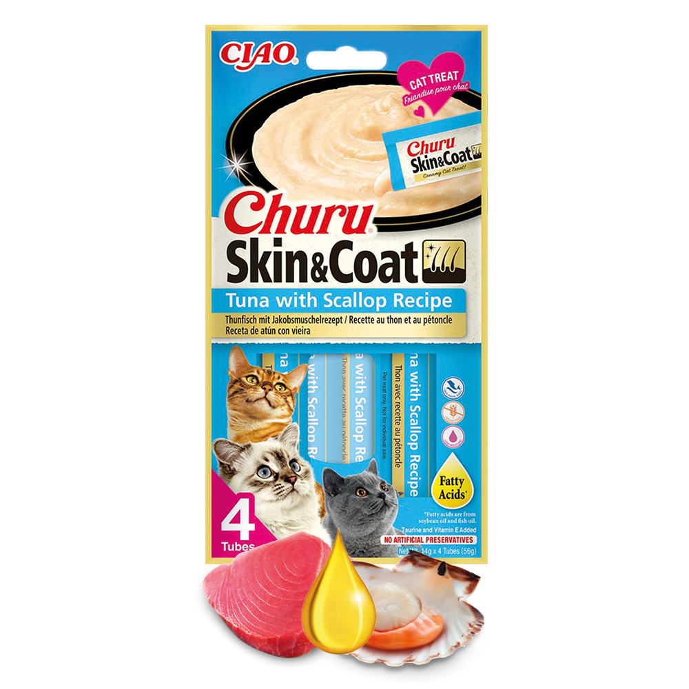 Inaba Cat Churu Skin&Coat Tuna Scallop