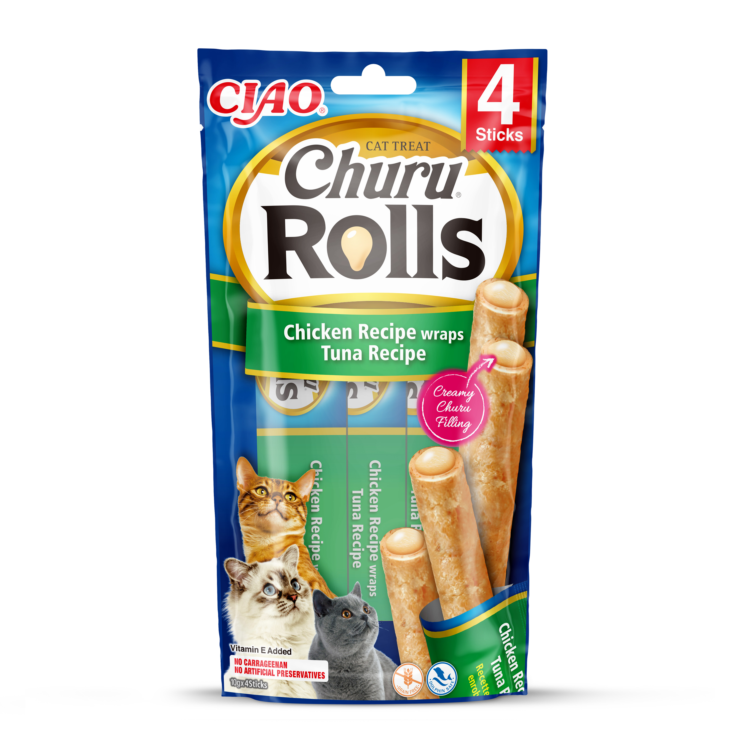 Inaba Cat Churu Rolls Chicken Wraps Tuna