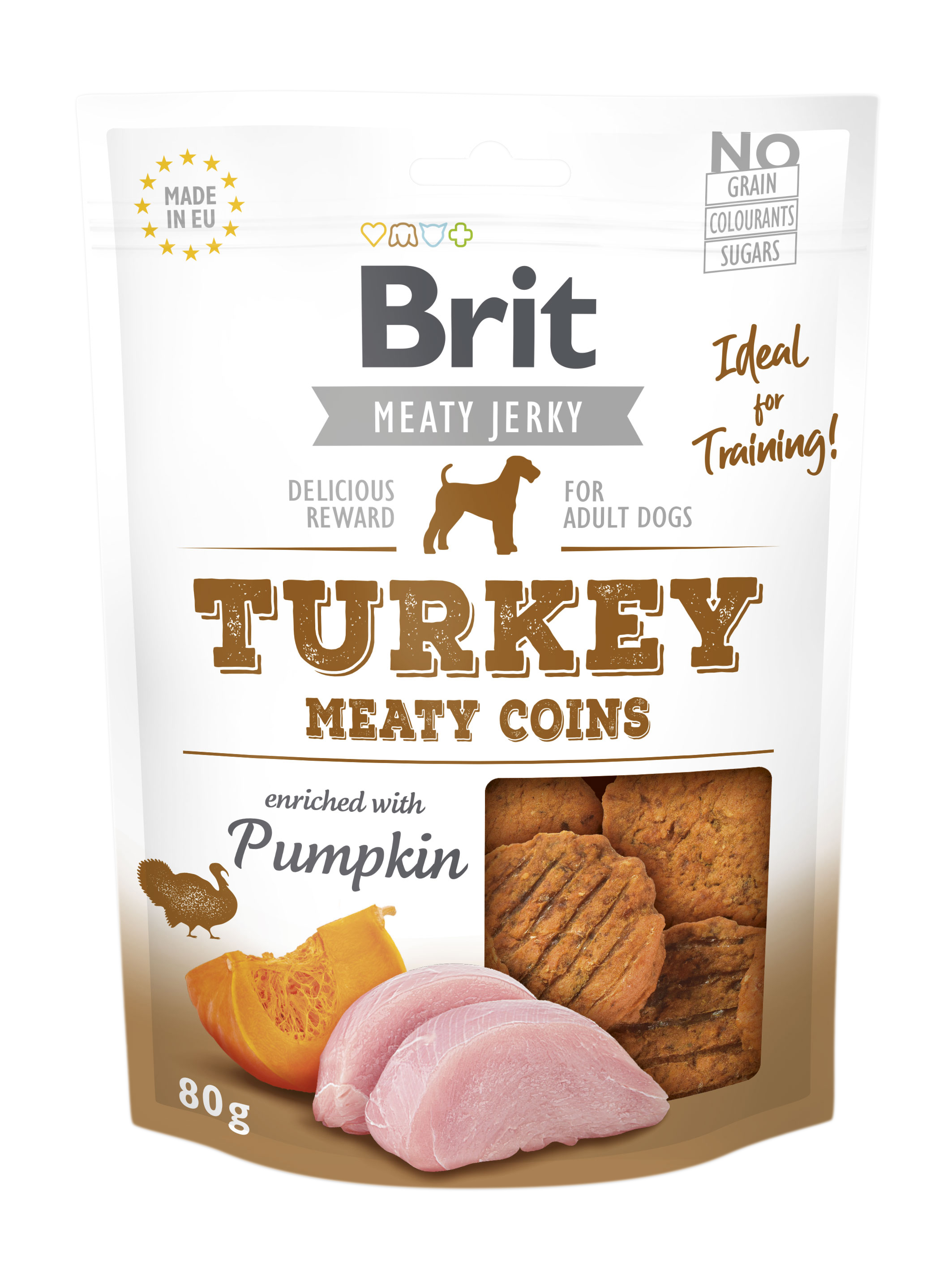 Brit Jerky Snack, indyk z dynią, 80 g Karma uzupełniająca dla dorosłych psów