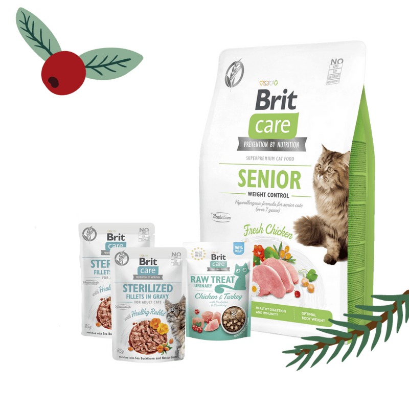 Gwiazdkowy zestaw Brit Care dla kotów seniorów Pełnoporcjowa karma sucha dla kotów starszych i sterylizowanych