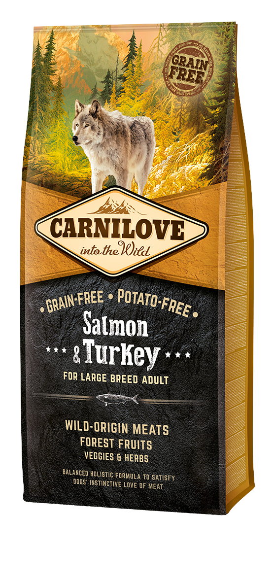 Carnilove, łosoś i indyk, 12kg Bezzbożowa karma dla dorosłych psów dużych ras