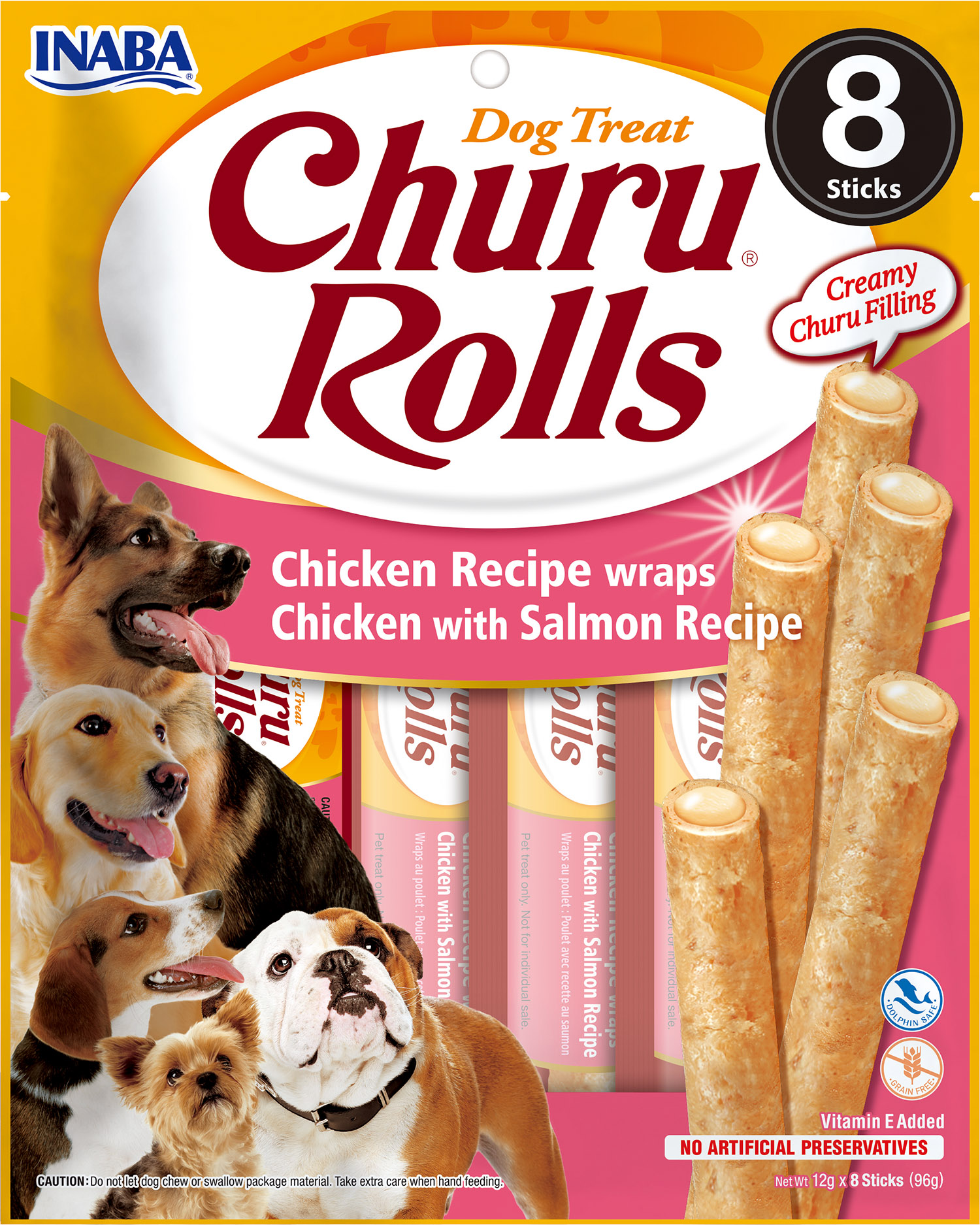 Inaba Dog Churu Rolls Chicken Wraps Chicken&Salmon