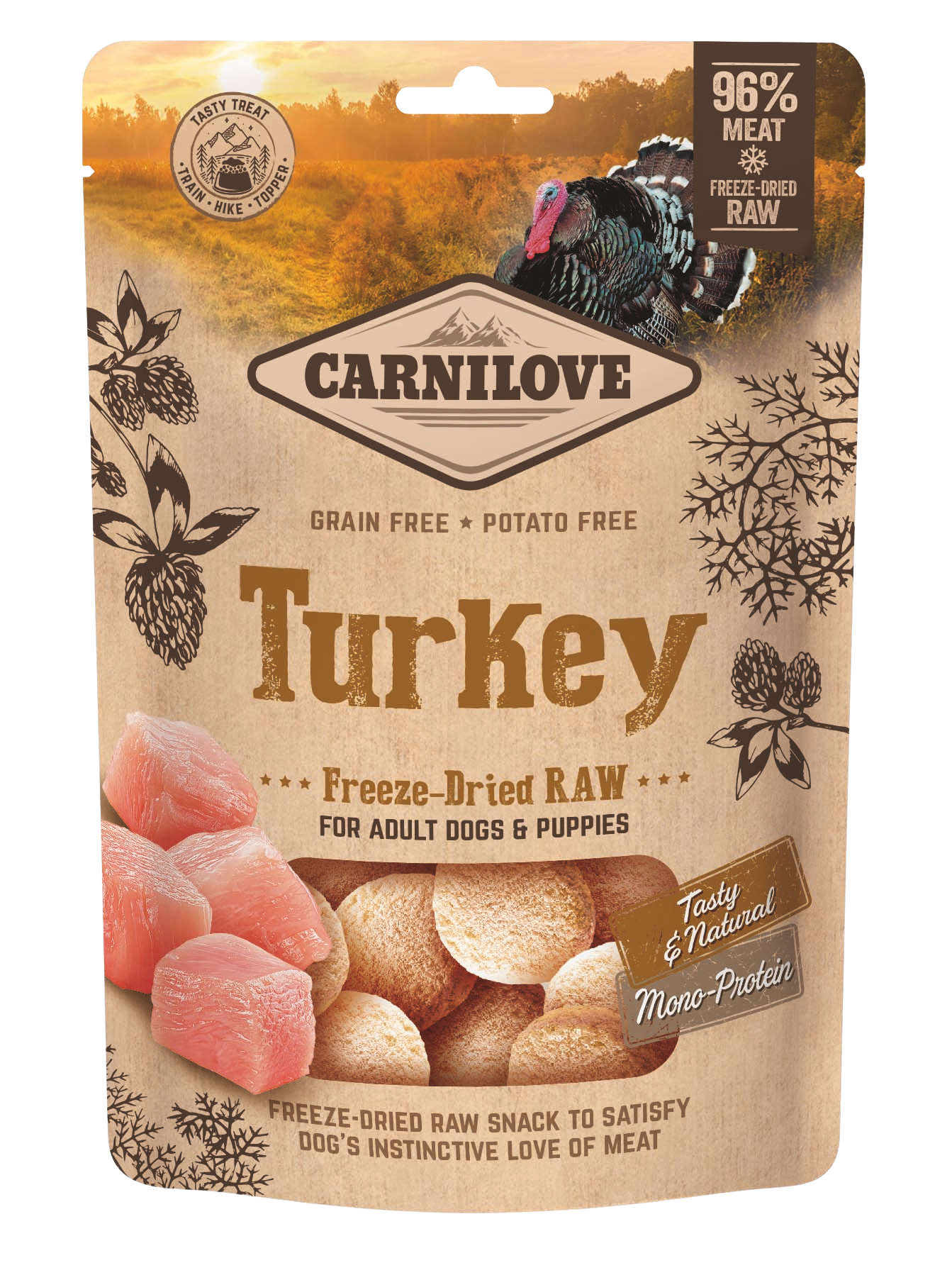 Carnilove Raw Freeze-dried Snack, indyk, 60g Karma uzupełniająca dla psów