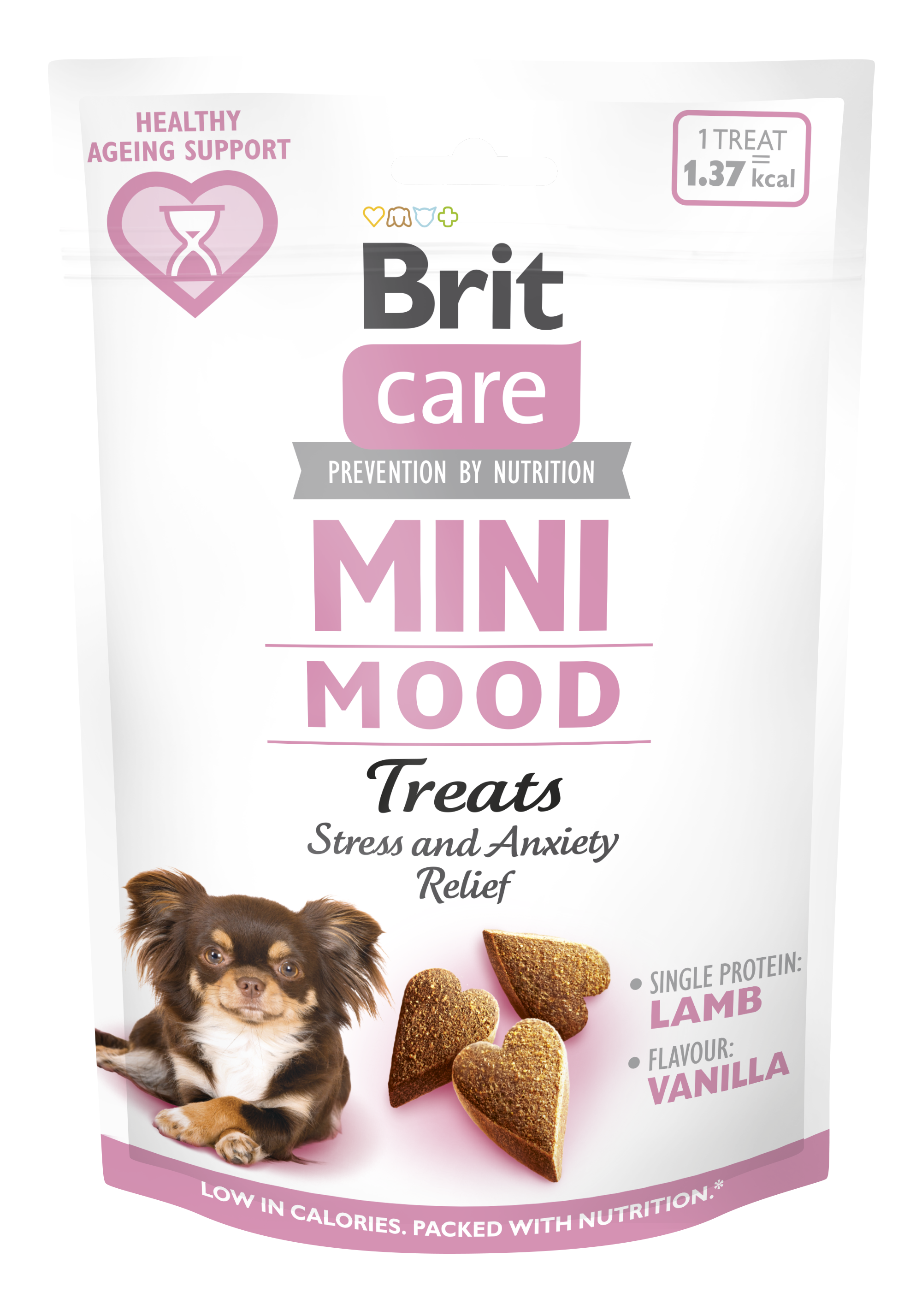 Brit Care Dog Mini Snacks Mood, jagnięcina, 50g Półmiękkie, funkcjonalne smakołyki dla psów małych i miniaturowych