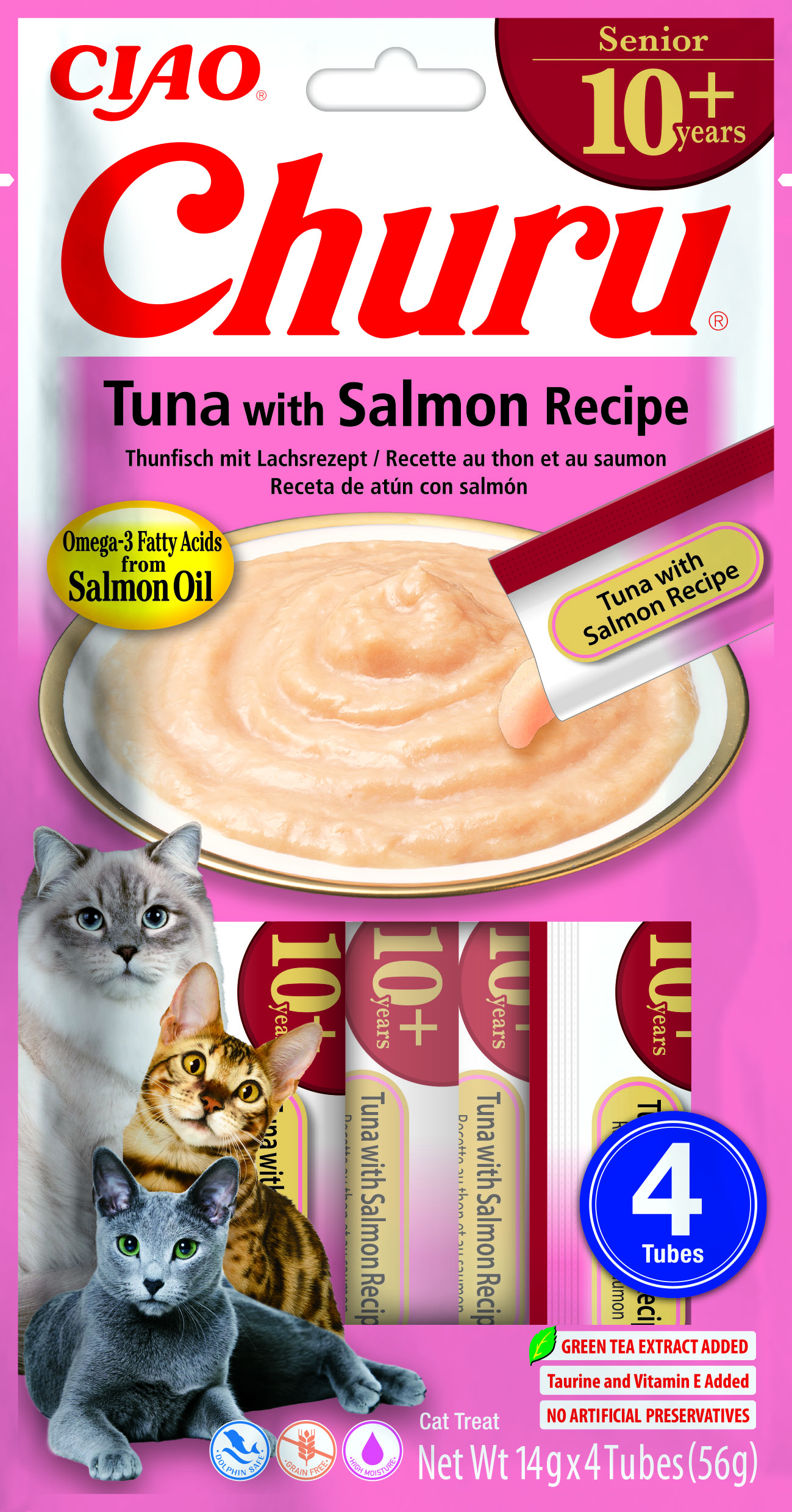 Inaba Cat Churu for Senior Cat Tuna with Salmon Recipe 4x14g