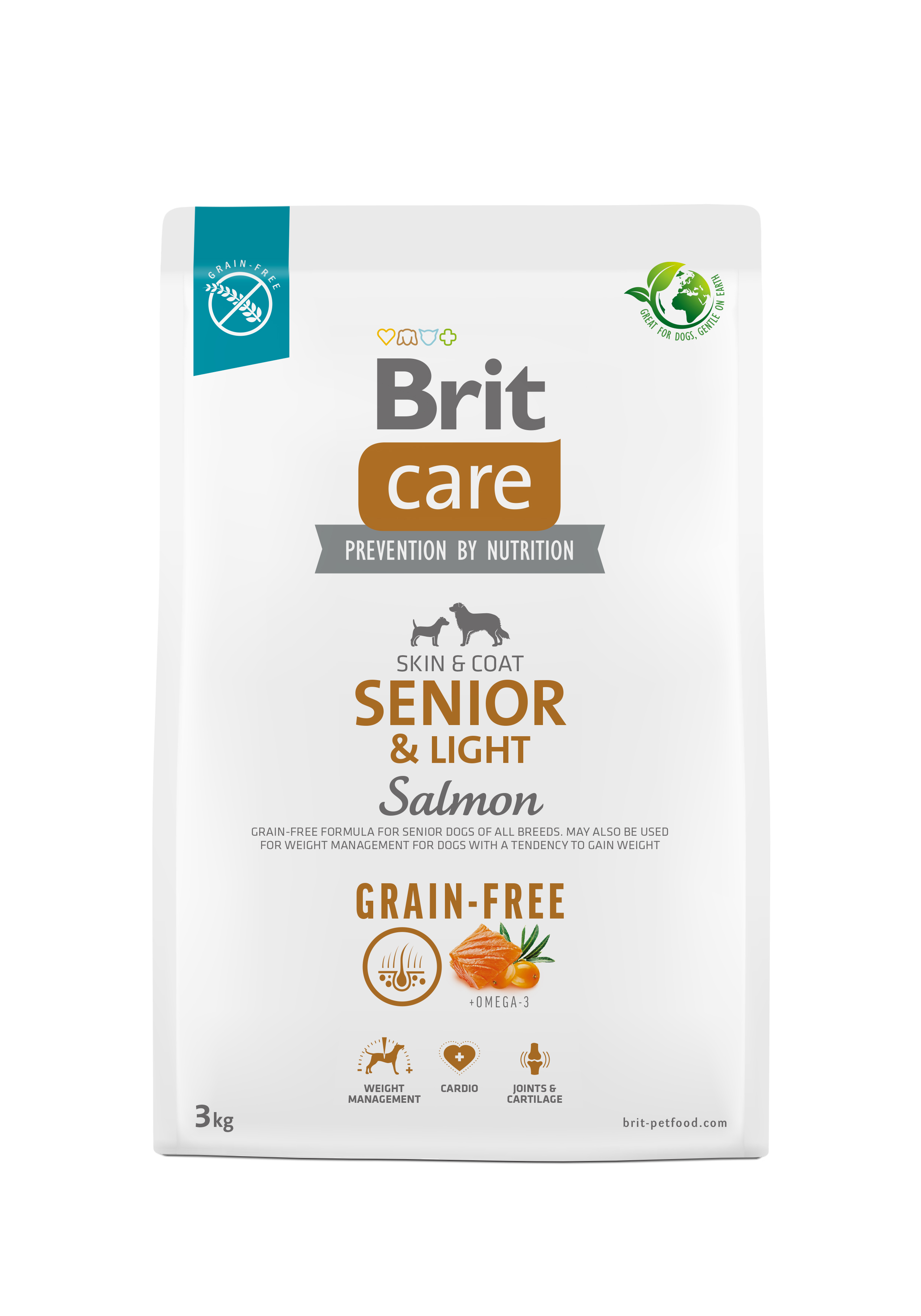 Brit Care Dog Grain-free Senior & Light, łosoś i ziemniaki, 3kg Bezzbożowa karma dla starszych psów wszystkich ras