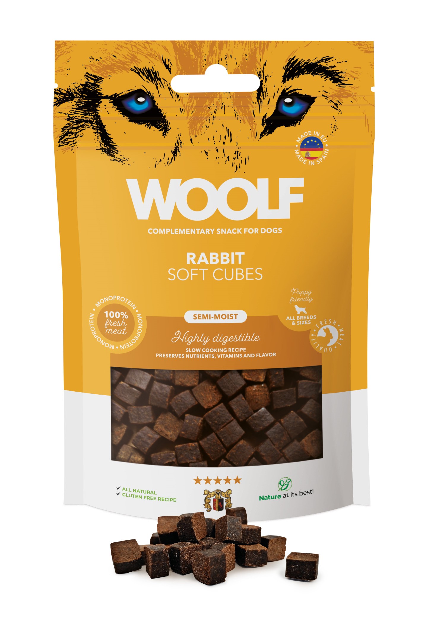 Woolf Soft Cubes Rabbit Monoprotein 100g