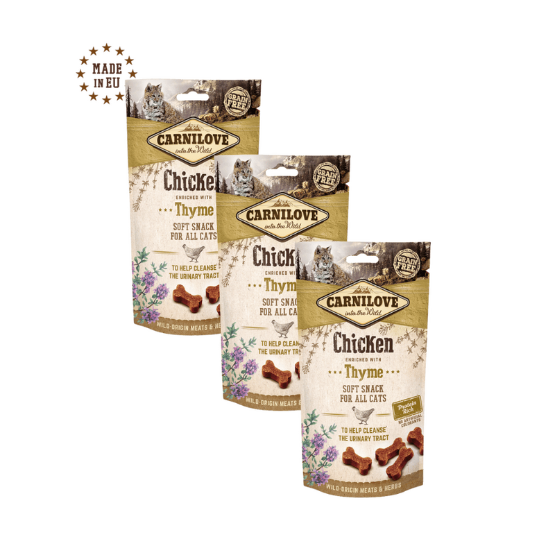 Pakiet 3x50g Carnilove Semi-moist Snack, kurczak i tymianek Przysmaki w ekonomicznym trójpaku