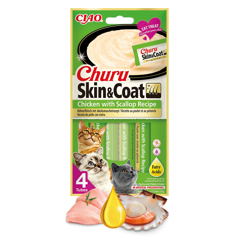 Inaba Cat Churu Skin&Coat Chicken Scallop