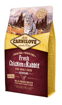 Carnilove Cat Fresh Gourmand, kurczak i królik, 2kg Pełnoporcjowa karma sucha dla kotów wybrednych Carnilove Cat Fresh Gourmand, kurczak i królik, 2kg Pełnoporcjowa karma sucha dla kotów wybrednych