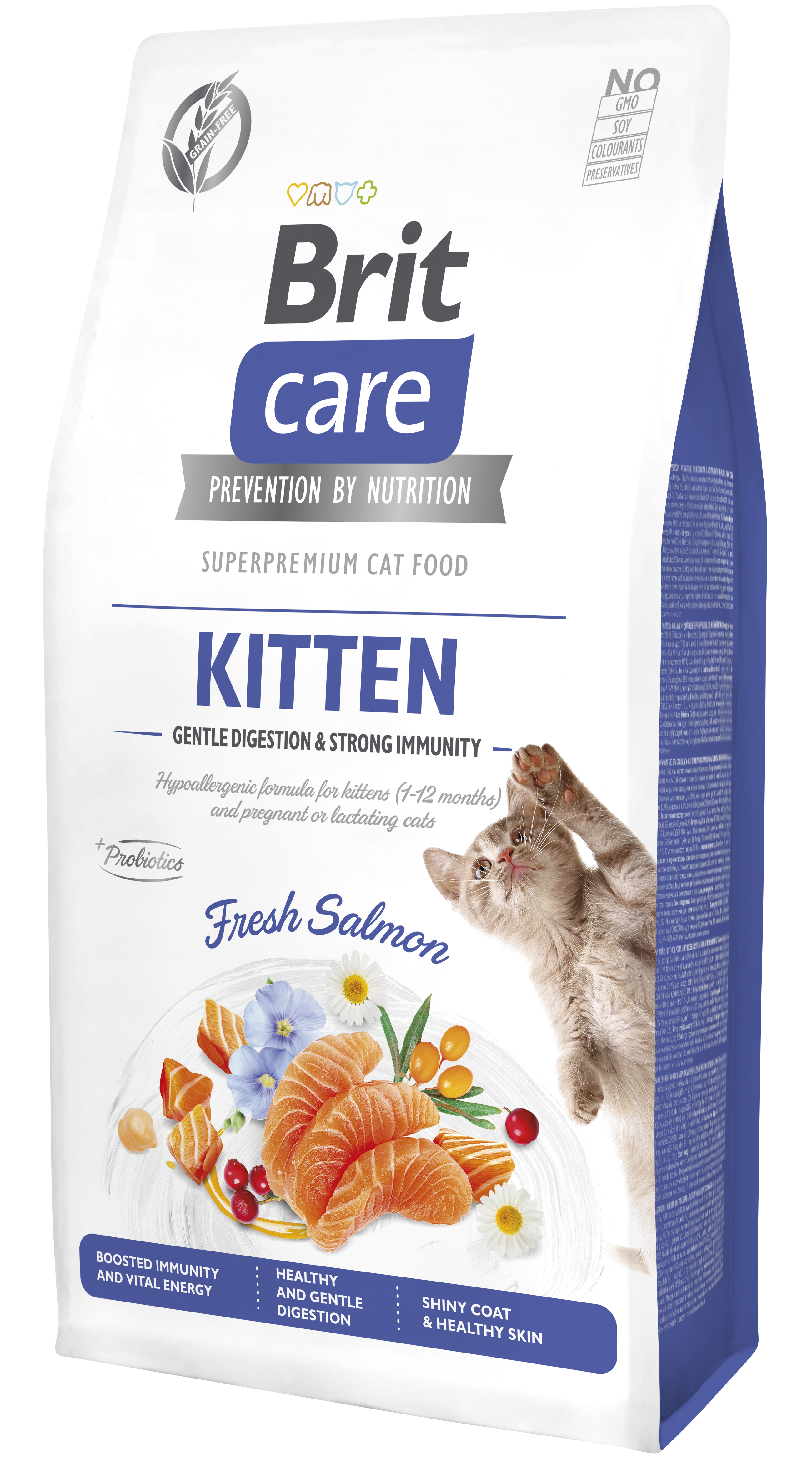 Brit Care Cat Grain-Free Kitten Immunity, łosoś, 7 kg Pełnoporcjowa karma sucha dla kociąt oraz kotek w ciąży lub karmiących