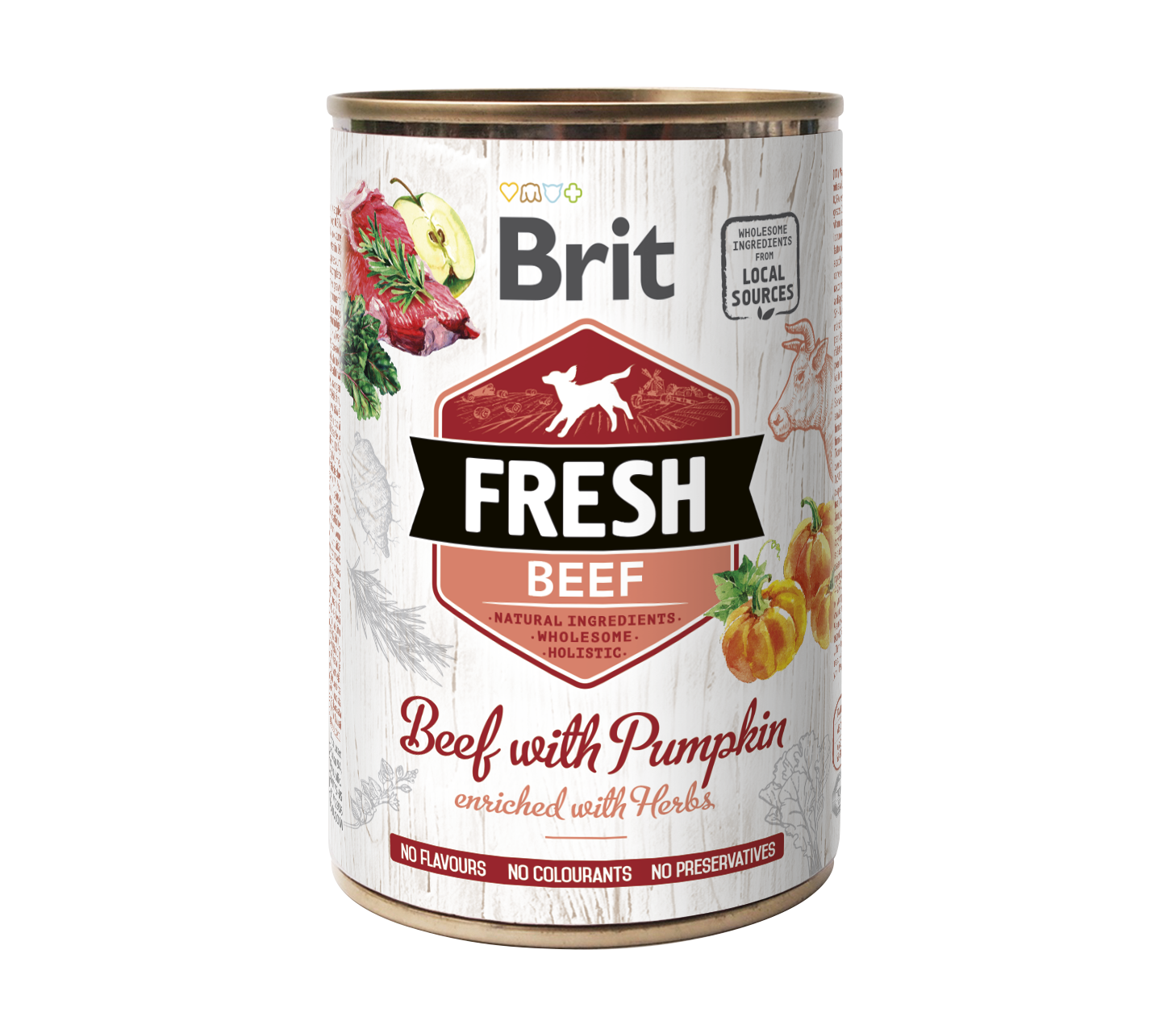 Brit Fresh, wołowina i dynia, 400 g Pełnoporcjowa karma mokra dla psów w puszce