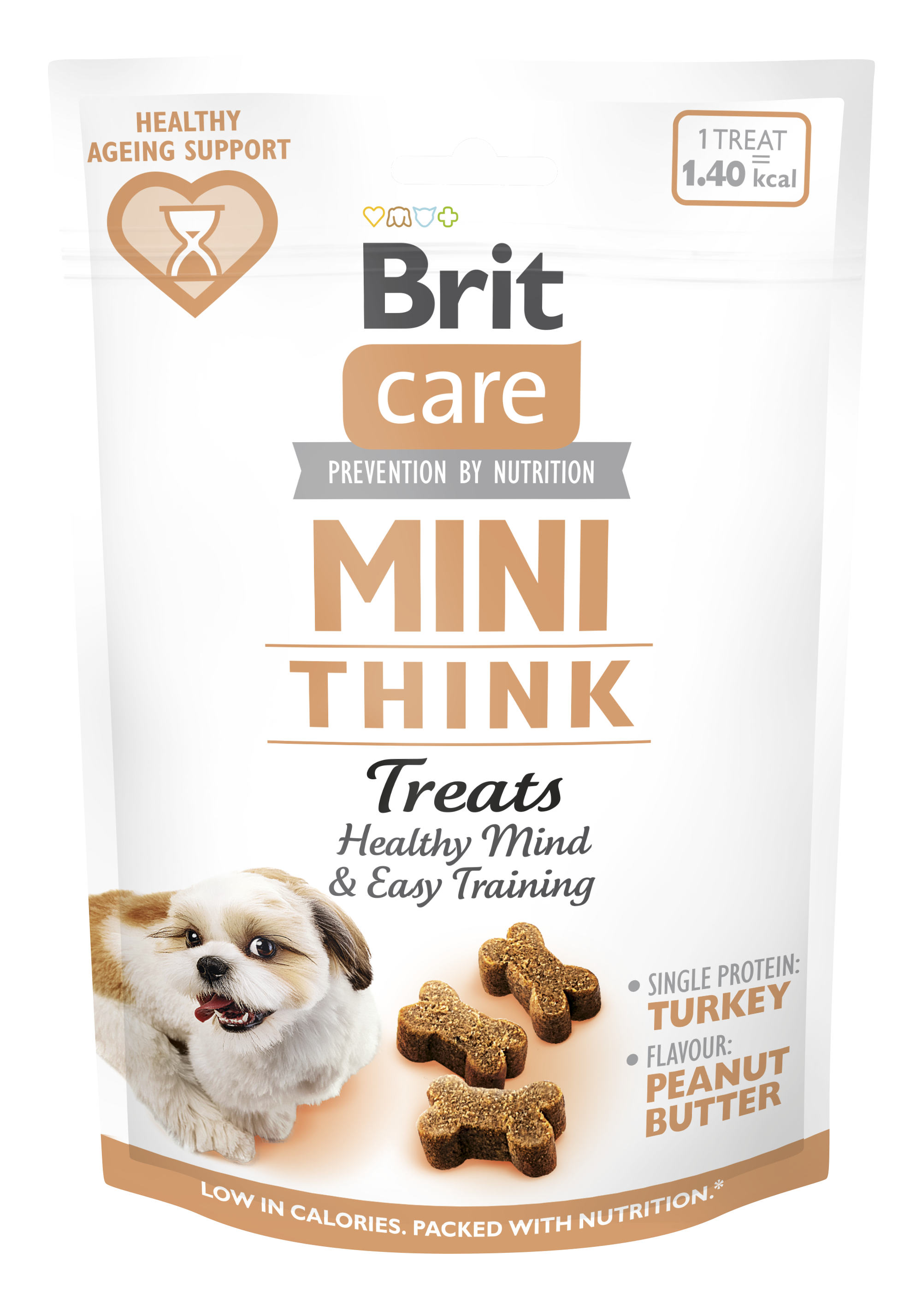 Brit Care Dog Mini Snacks Think, indyk, 50g Półmiękkie, funkcjonalne smakołyki dla psów małych i miniaturowych