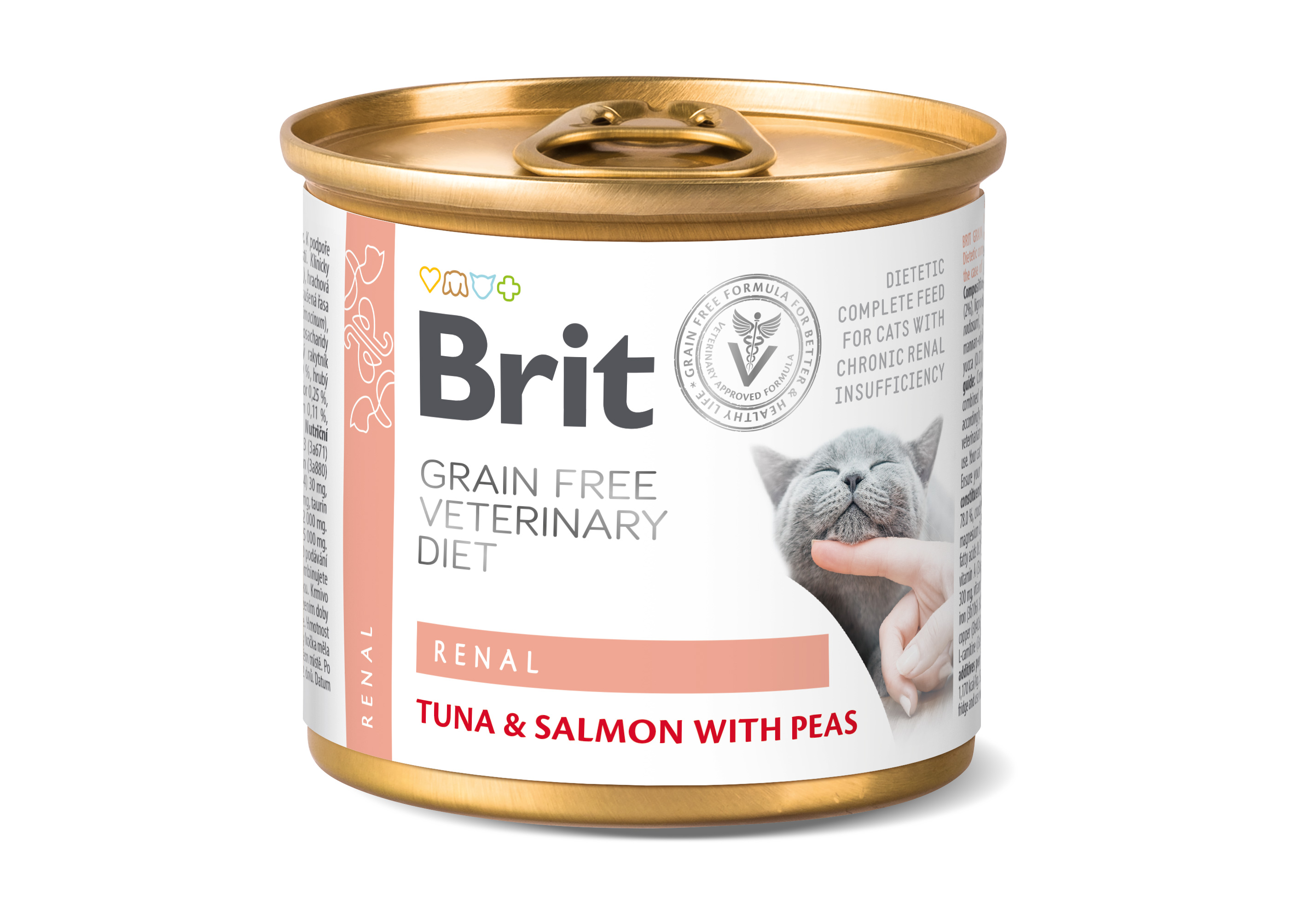 Brit Grain Free Veterinary Diet Cat Renal, tuńczyk i łosoś, 200 g Pełnoporcjowa karma dla kotów z niewydolnością nerek