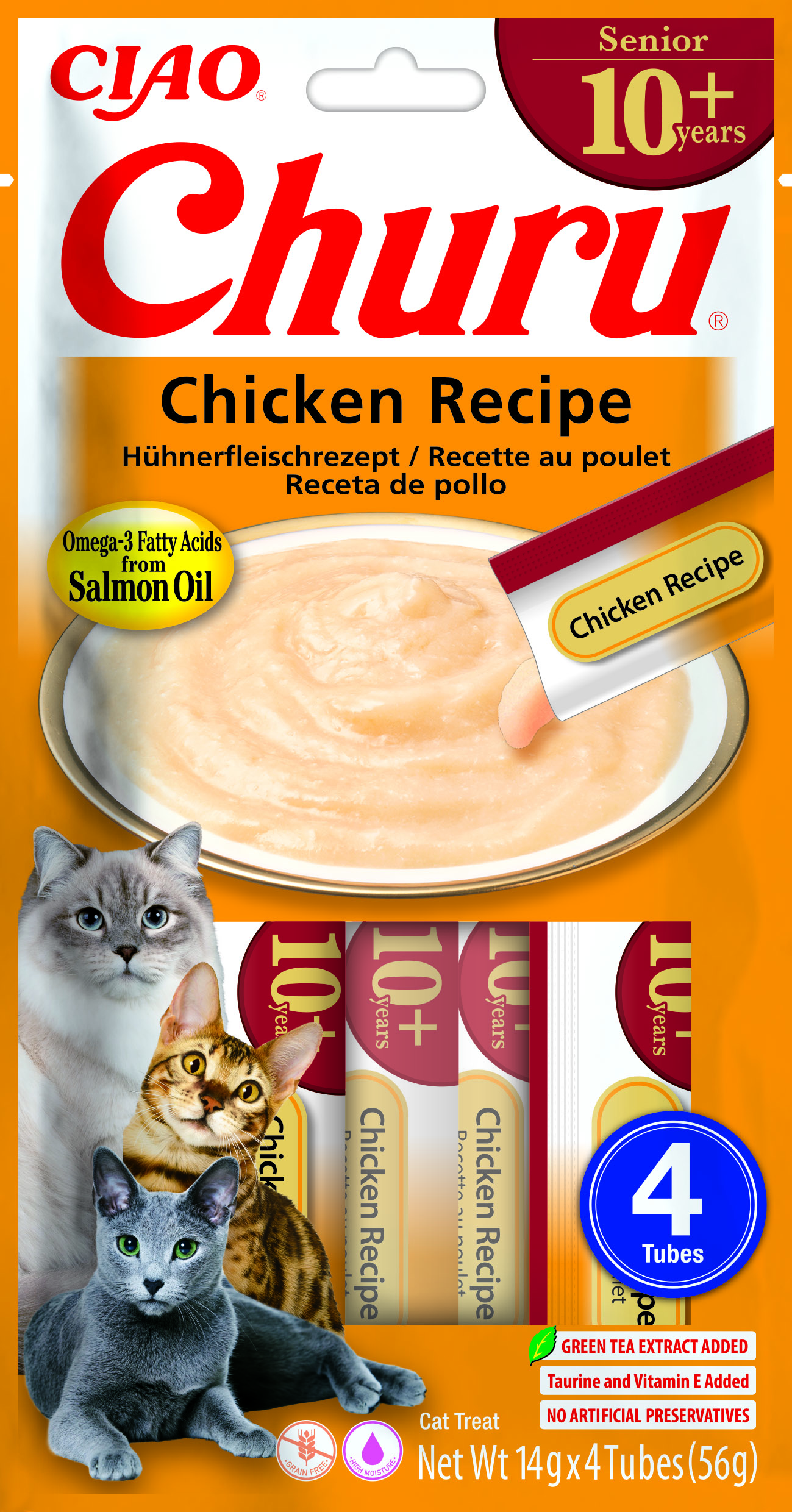 Inaba Cat Churu for Senior Cat Chicken Recipe 4x14g