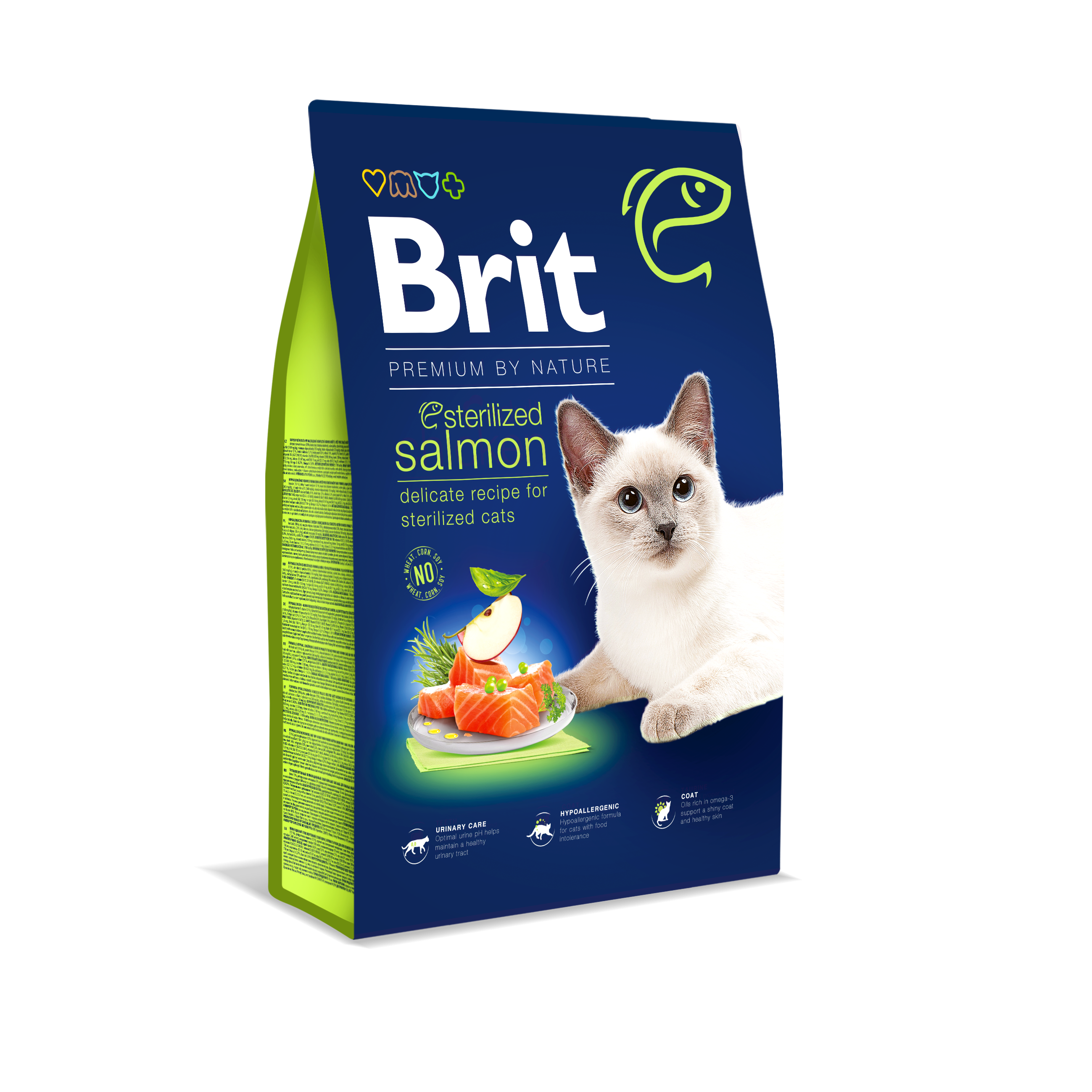 Brit Premium Cat Adult Sterilized, łosoś, 8 kg Pełnoporcjowa karma dla dorosłych kotów sterylizowanych