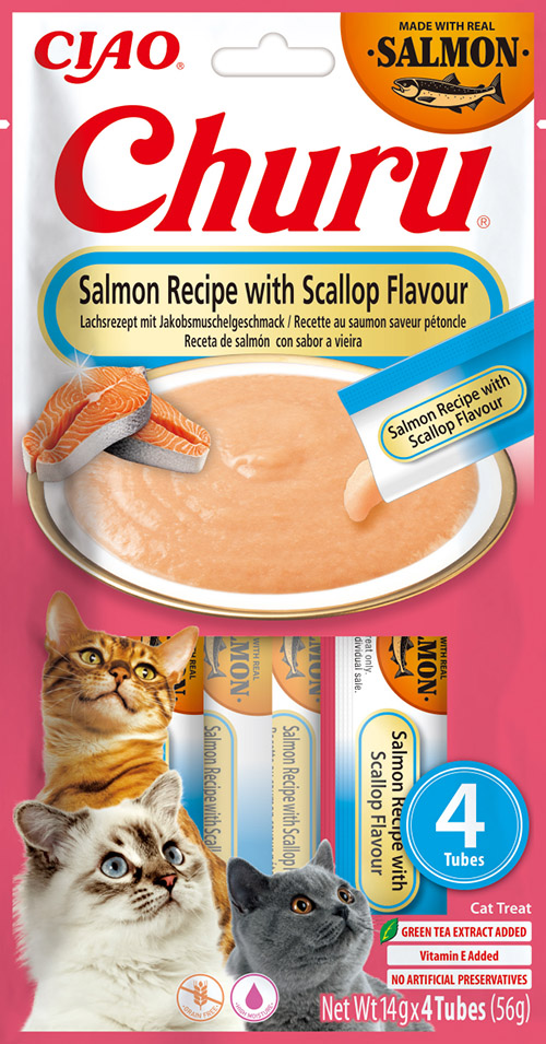 Inaba Cat Churu Salmon Recipe with Scallop Flavour 4x14g