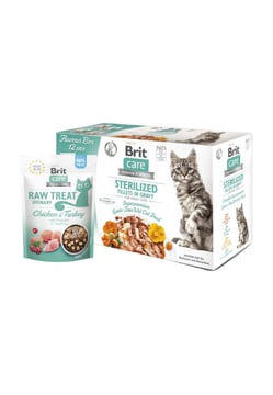 Zestaw Brit Cat Sterilized Fillets Box 12x85 g + Raw Treat Urinary 40 g Zestaw mix smaków, pełnowartościowej mokrej karmy oraz przysmaków dla kotów sterylizowanych Zestaw Brit Cat Sterilized Fillets Box 12x85 g + Raw Treat Urinary 40 g Zestaw mix smaków, pełnowartościowej mokrej karmy oraz przysmaków dla kotów sterylizowanych