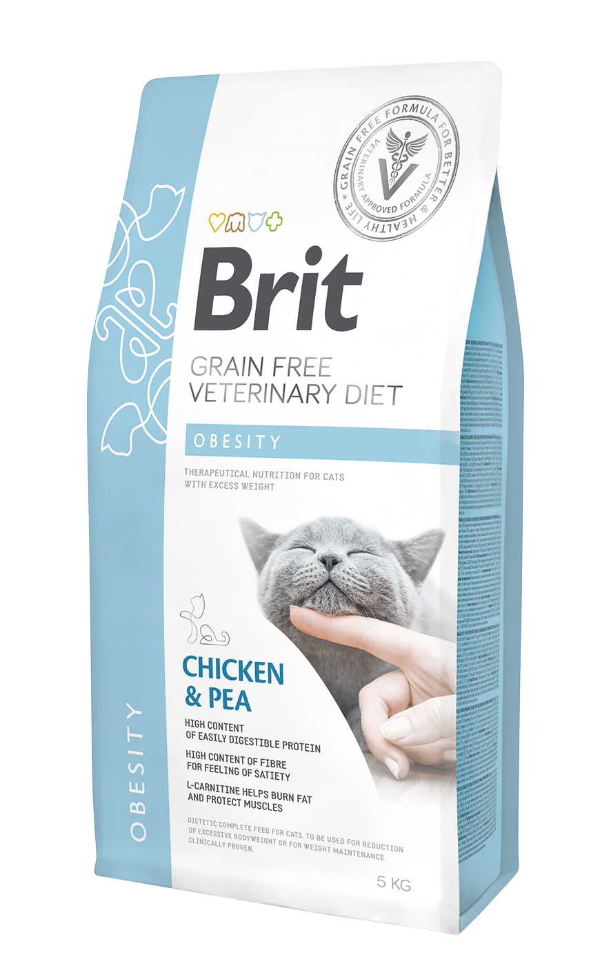 Brit Veterinary Diets Cat Grain-free Obesity, kurczak i groszek, 5 kg Bezzbożowa karma dietetyczna dla kotów z nadwagą