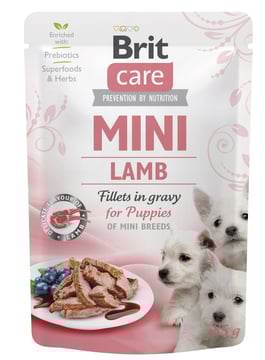 Brit Care Mini Pouch Puppy, jagnięcina, 85 g Pełnoporcjowa karma mokra dla szczeniąt ras małych i miniaturowych Brit Care Mini Pouch Puppy, jagnięcina, 85 g Pełnoporcjowa karma mokra dla szczeniąt ras małych i miniaturowych
