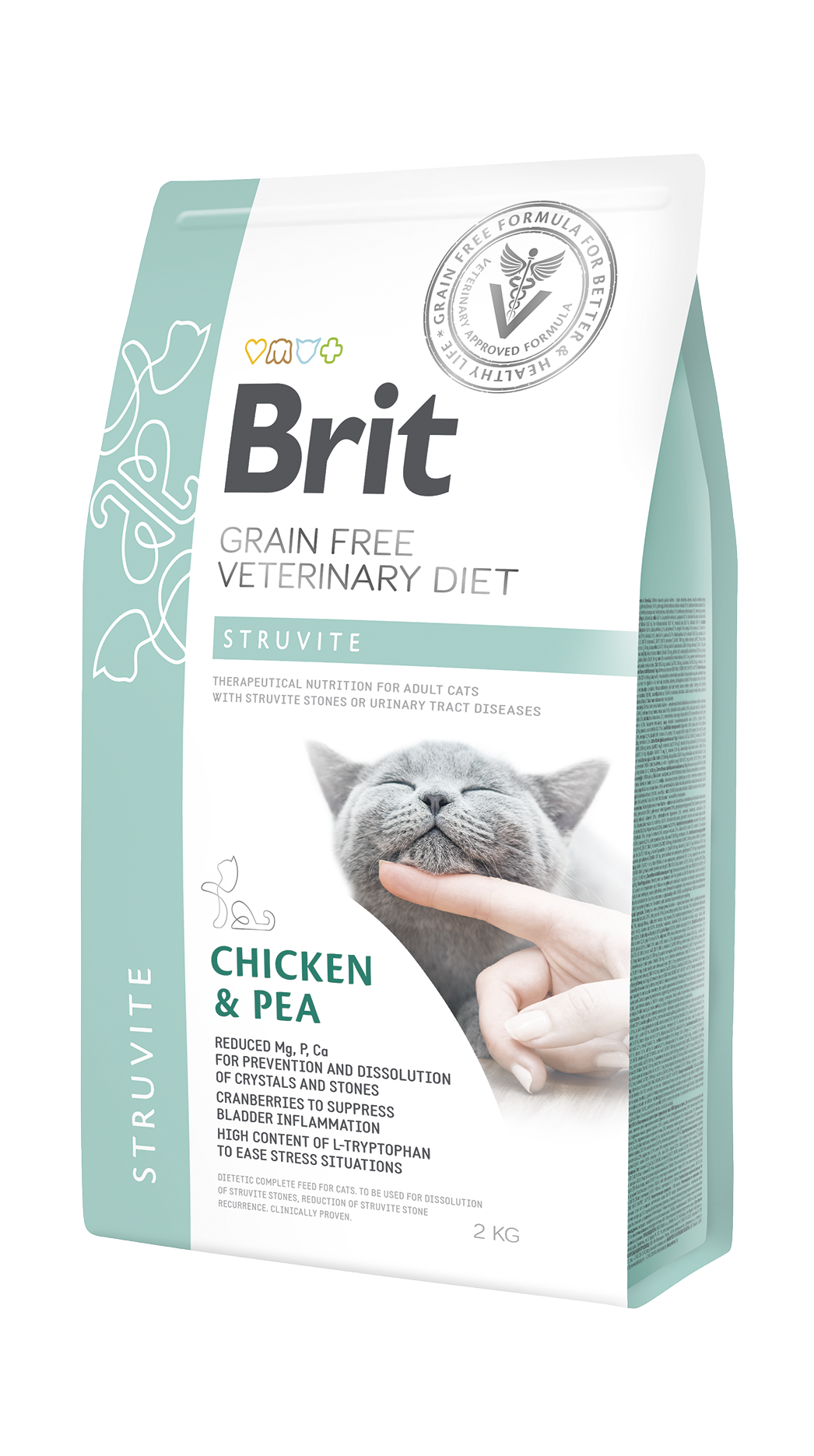Brit Veterinary Diets Cat Grain-free Struvite, kurczak i groszek, 2 kg Bezzbożowa karma dietetyczna dla kotów z chorobami dolnych dróg moczowych