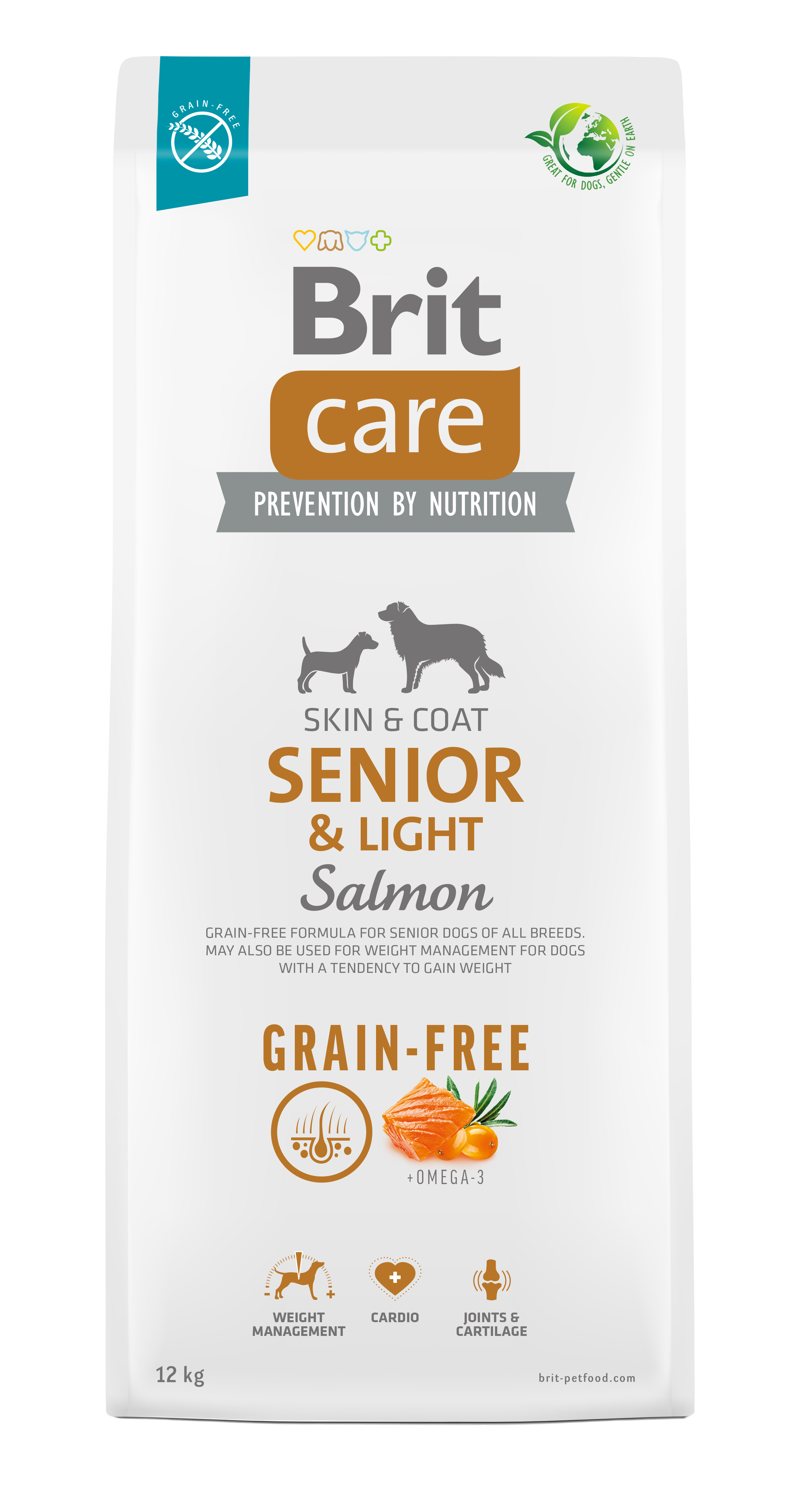 Brit Care Dog Grain-free Senior & Light, łosoś i ziemniaki, 12 kg Bezzbożowa karma dla starszych psów wszystkich ras