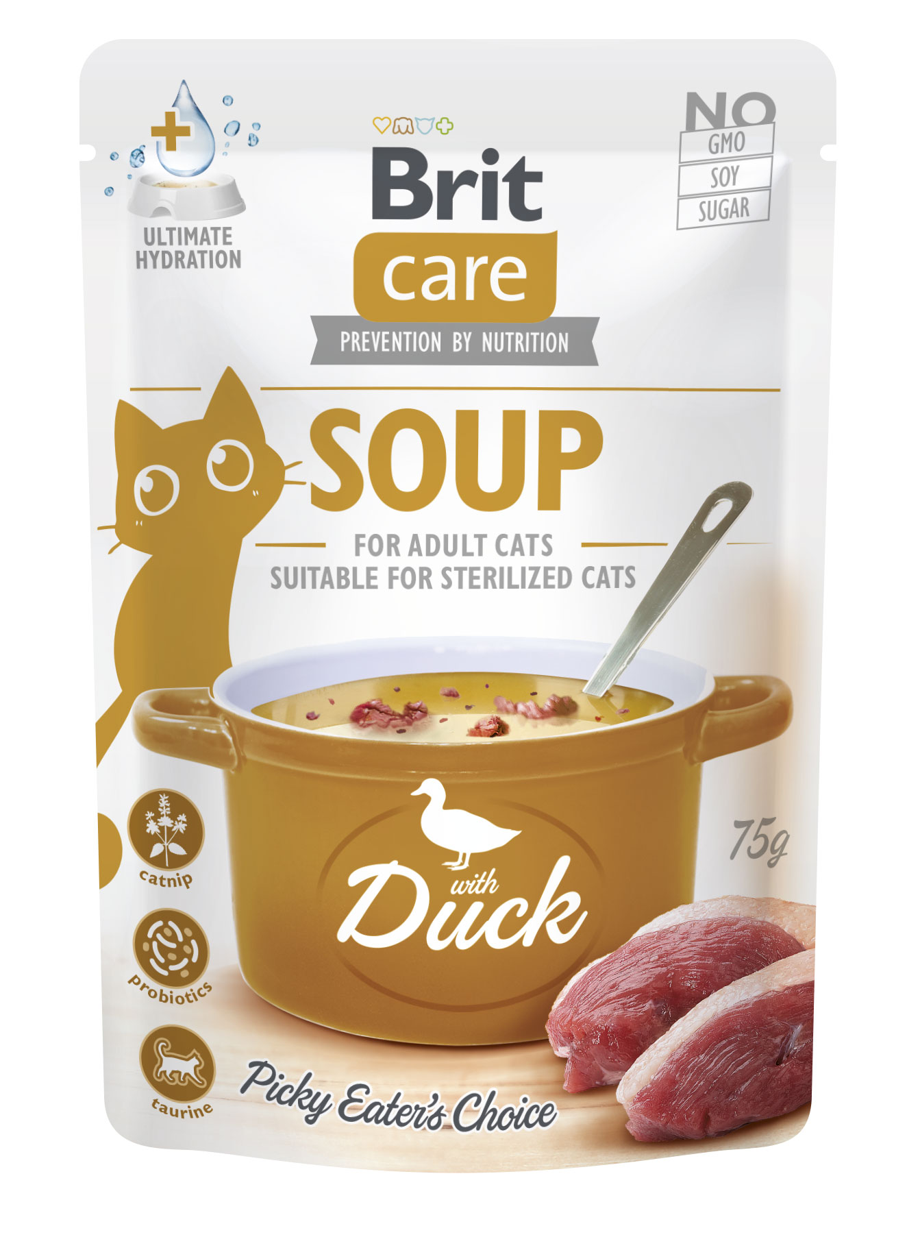 Brit Care Cat Soup, kaczka, 75 g Uzupełniająca karma mokra dla dorosłych kotów
