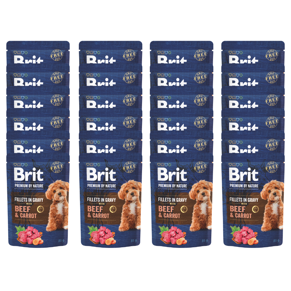 Promocja 20 szt + 4 szt Brit Premium By Nature Dog Fillets In Gravy With Beef & Carrot